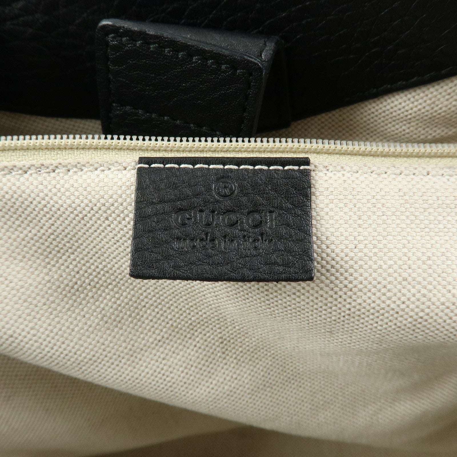 GUCCI Sukey Interlocking G Leather Tote Hand Bag Black 211944