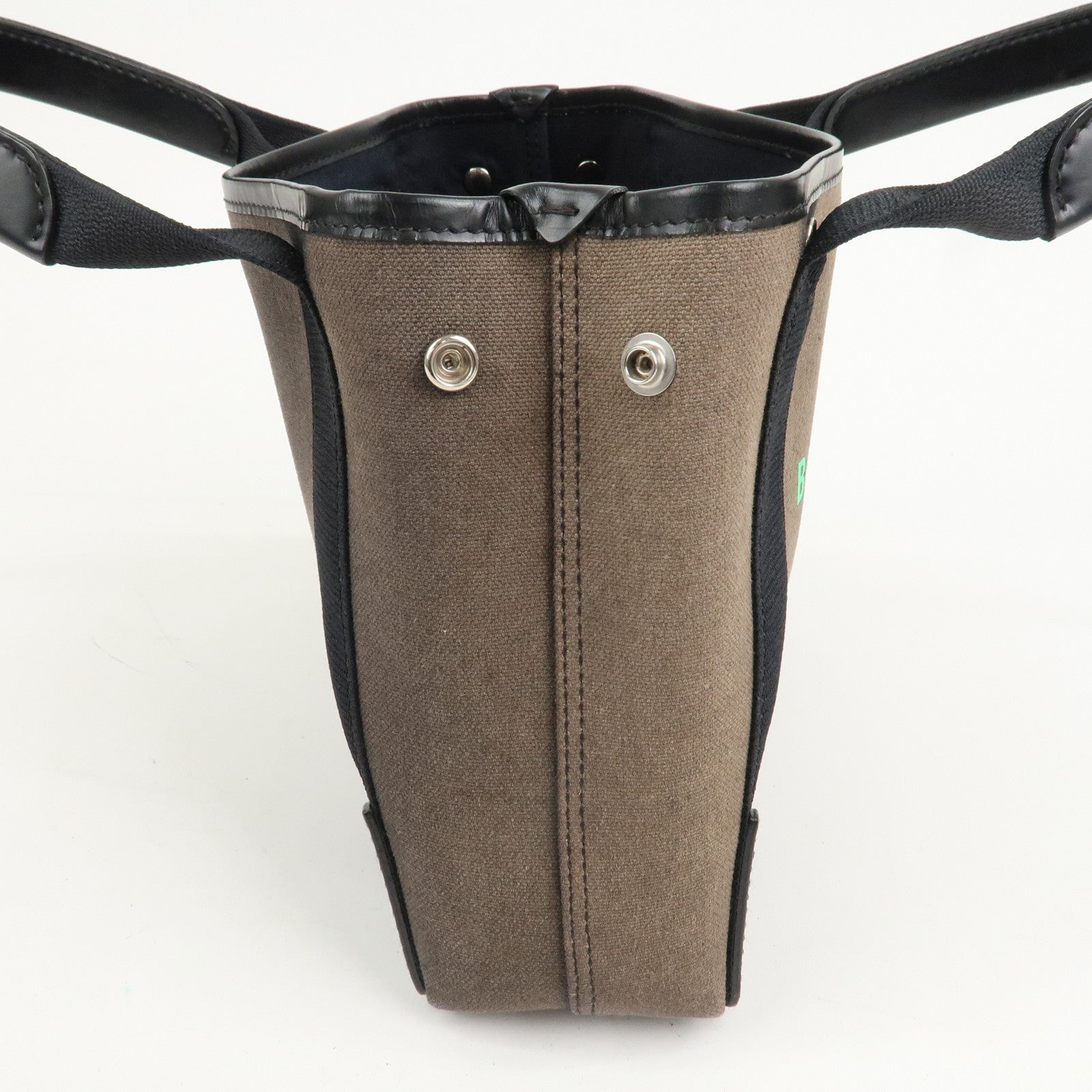 BALENCIAGA Canvas Leather Navy Cabas XS Hand Bag Brown 390346