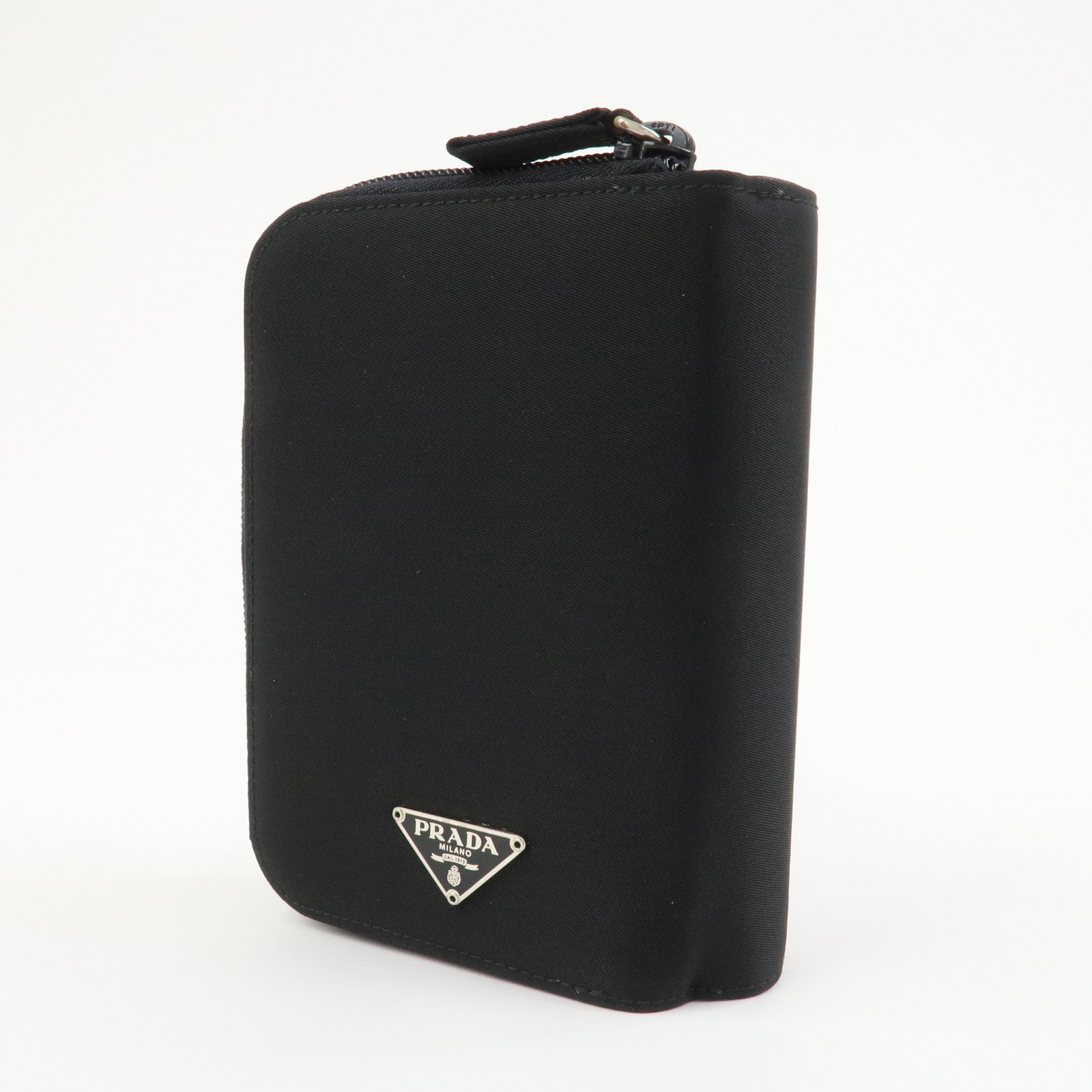 PRADA Triangle Logo Nylon Leather Planner Cover Agenda Cover Black