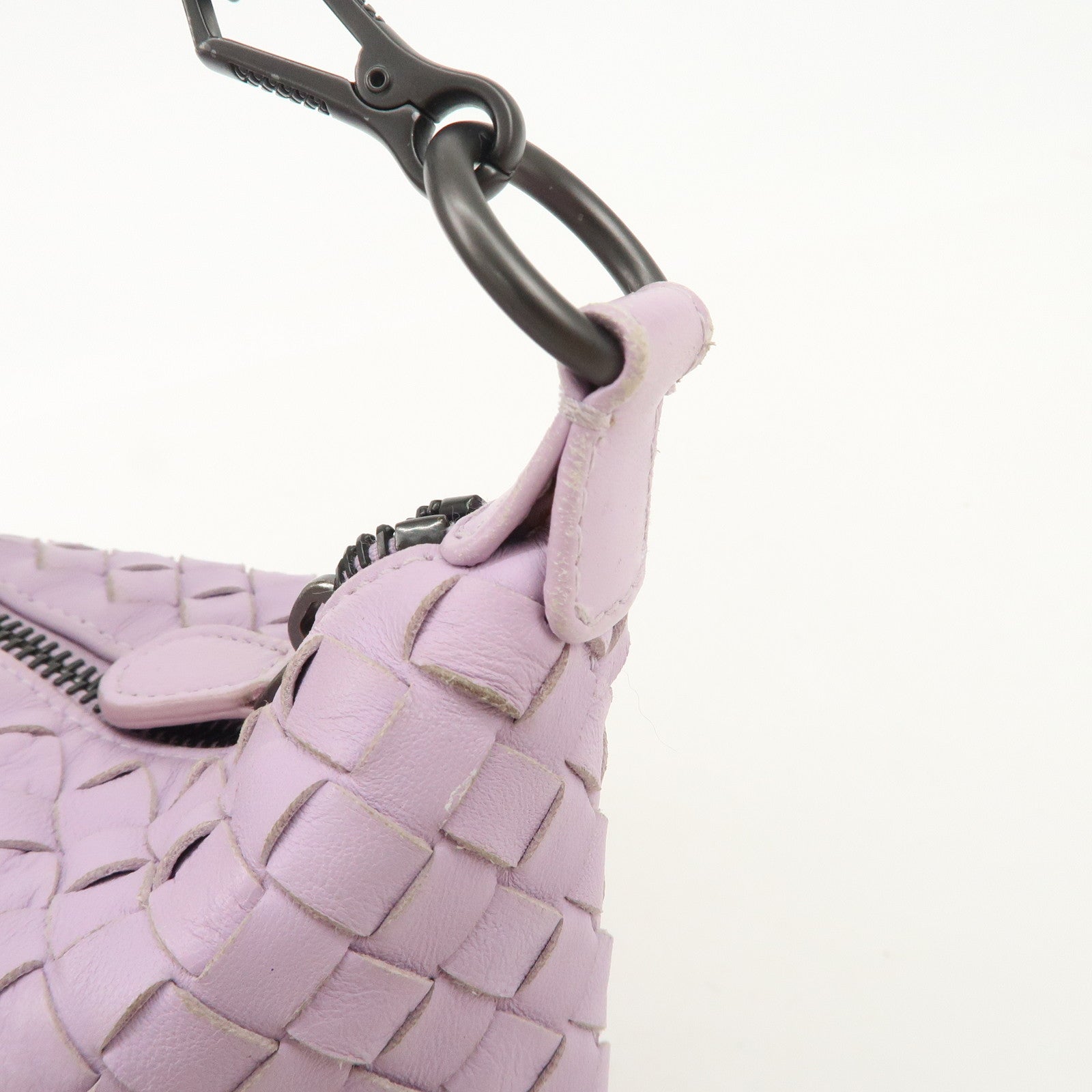 BOTTEGA VENETA Intrecciato Leather Shoulder Bag Hand Bag Purple Used