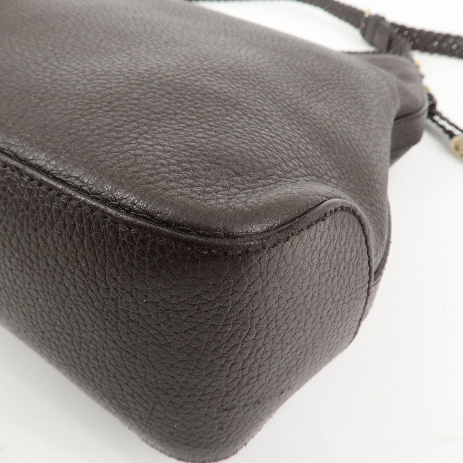 GUCCI Logo Leather Shoulder Bag Tote Bag Brown 336659
