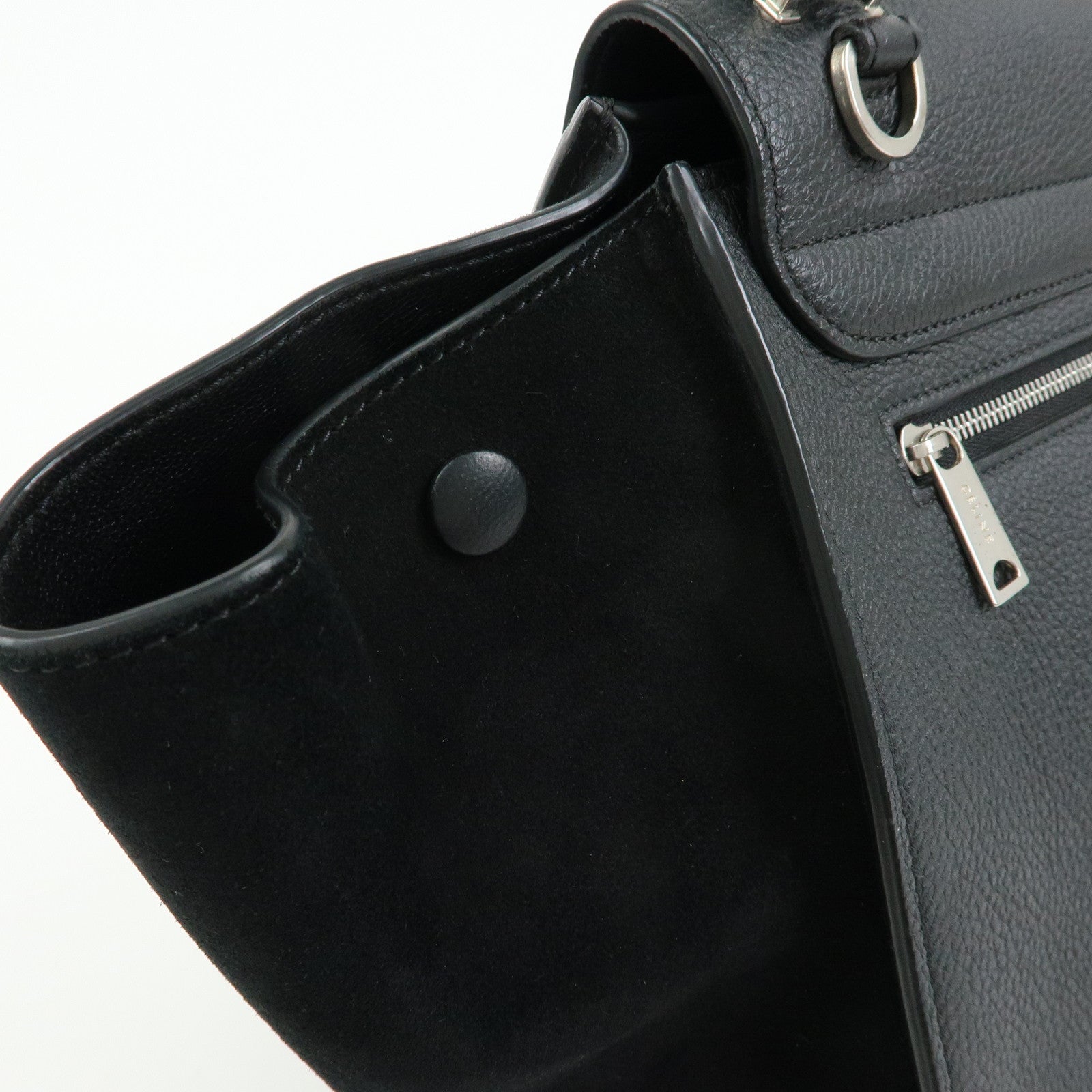 CELINE Trapeze Leather Suede 2WAY Bag Shoulder Bag Black