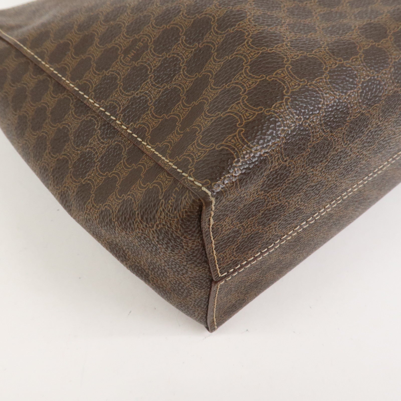 CELINE Macadam PVC Leather Hand Bag Tote Bag Brown