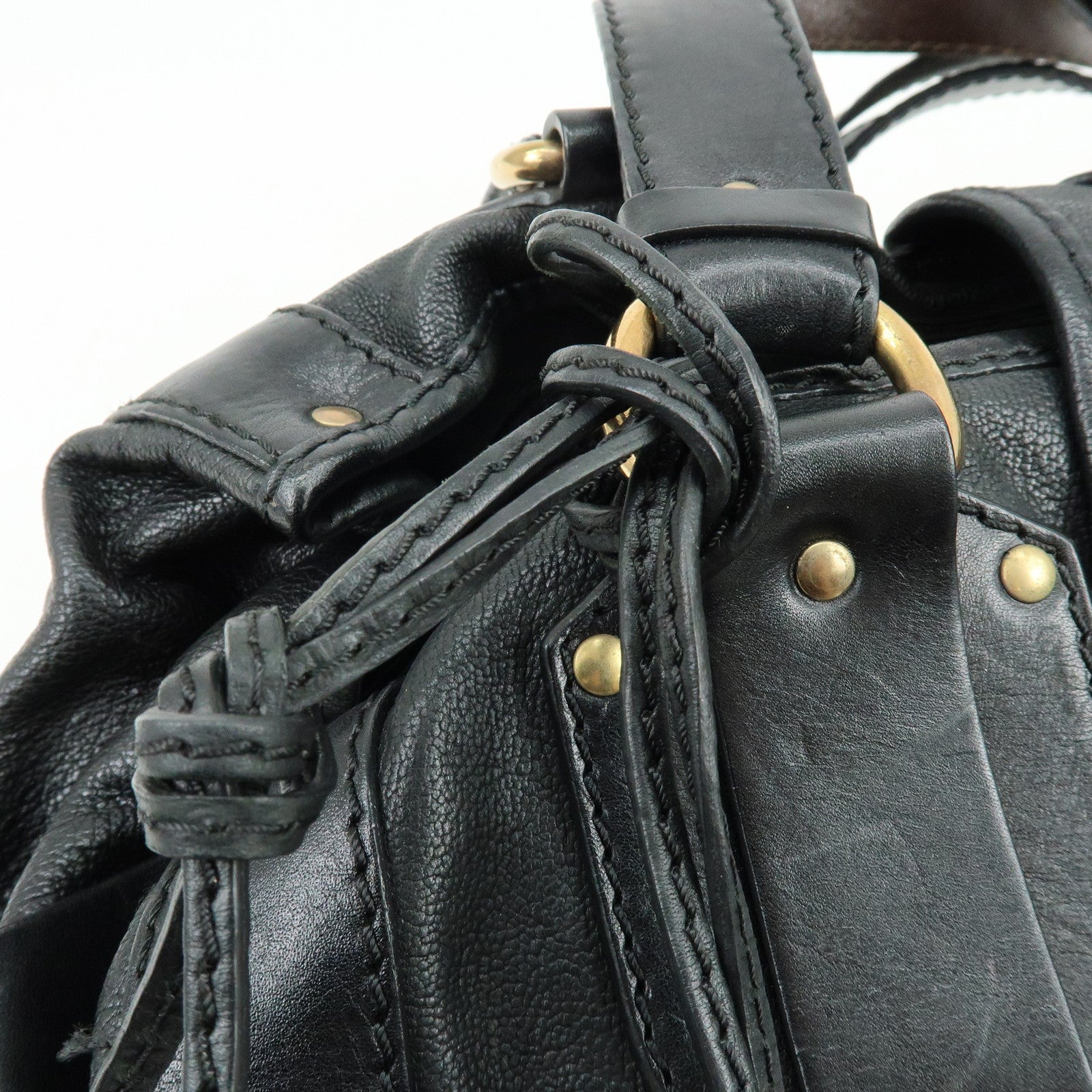Chloe Kerala Leather Tote Bag Hand Bag Horseshoe Charm Black