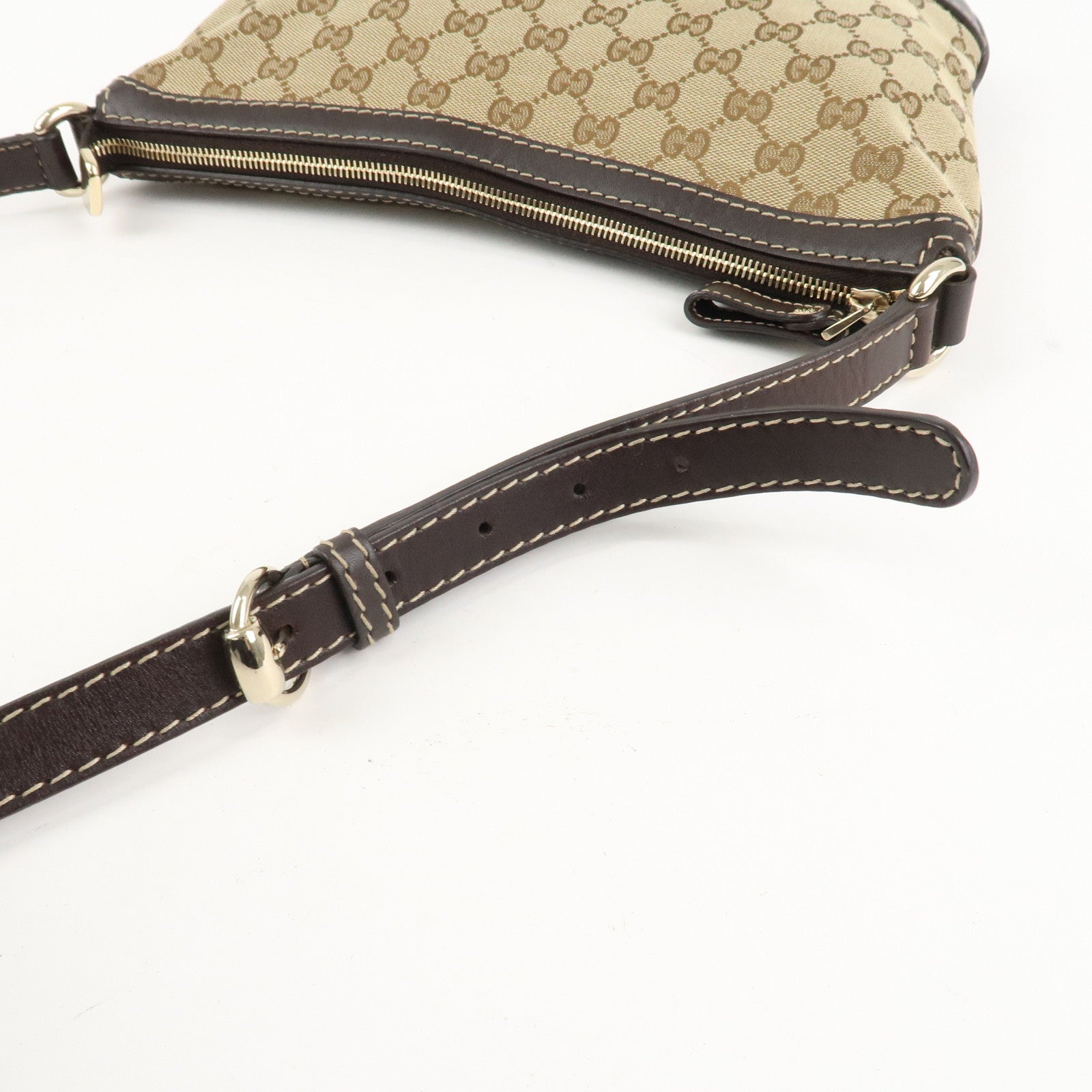 GUCCI Lovely Heart GG Canvas Leather Shoulder Bag Brown 257072 Used