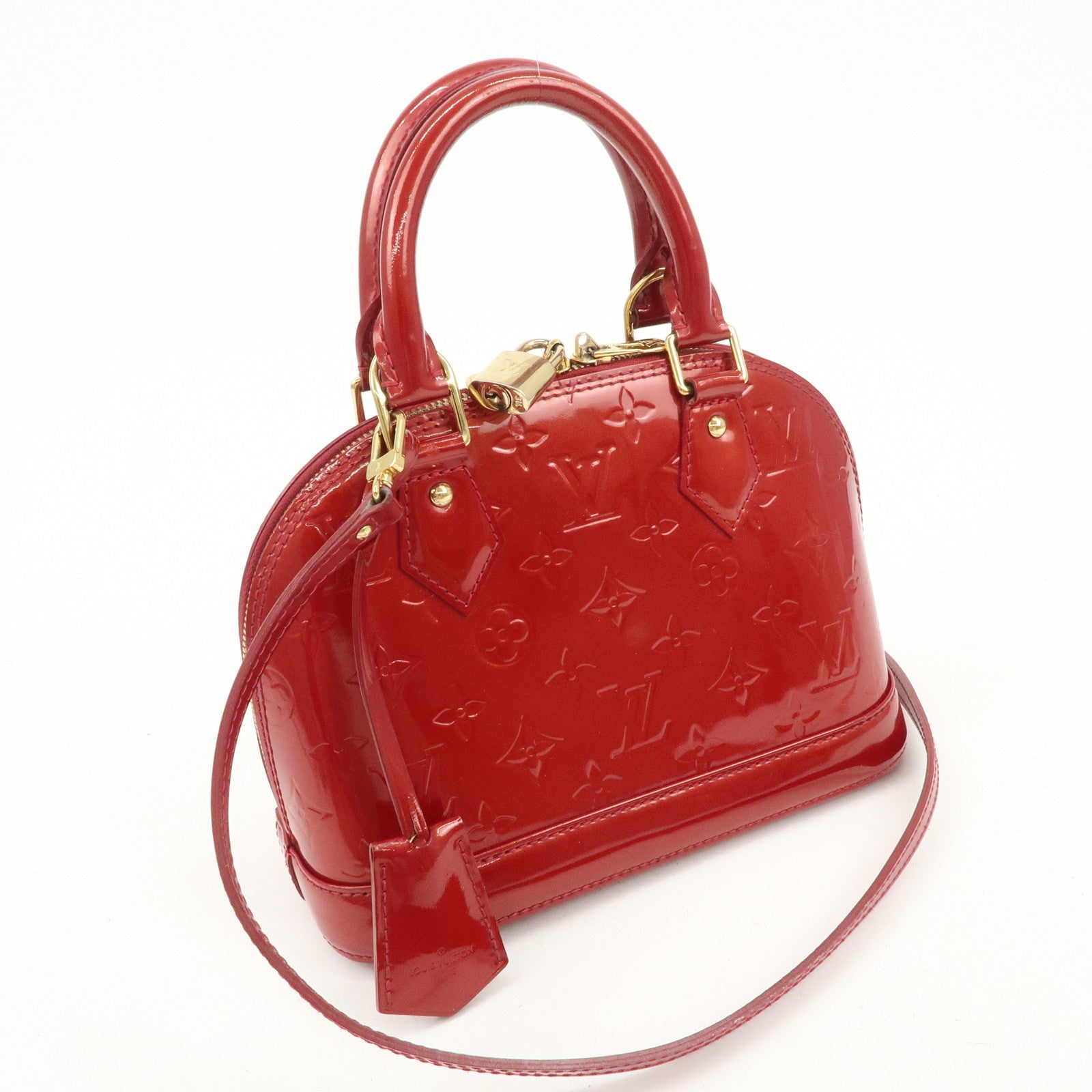 Louis Vuitton Monogram Vernis Alma BB 2Way Bag Red M91606 Used