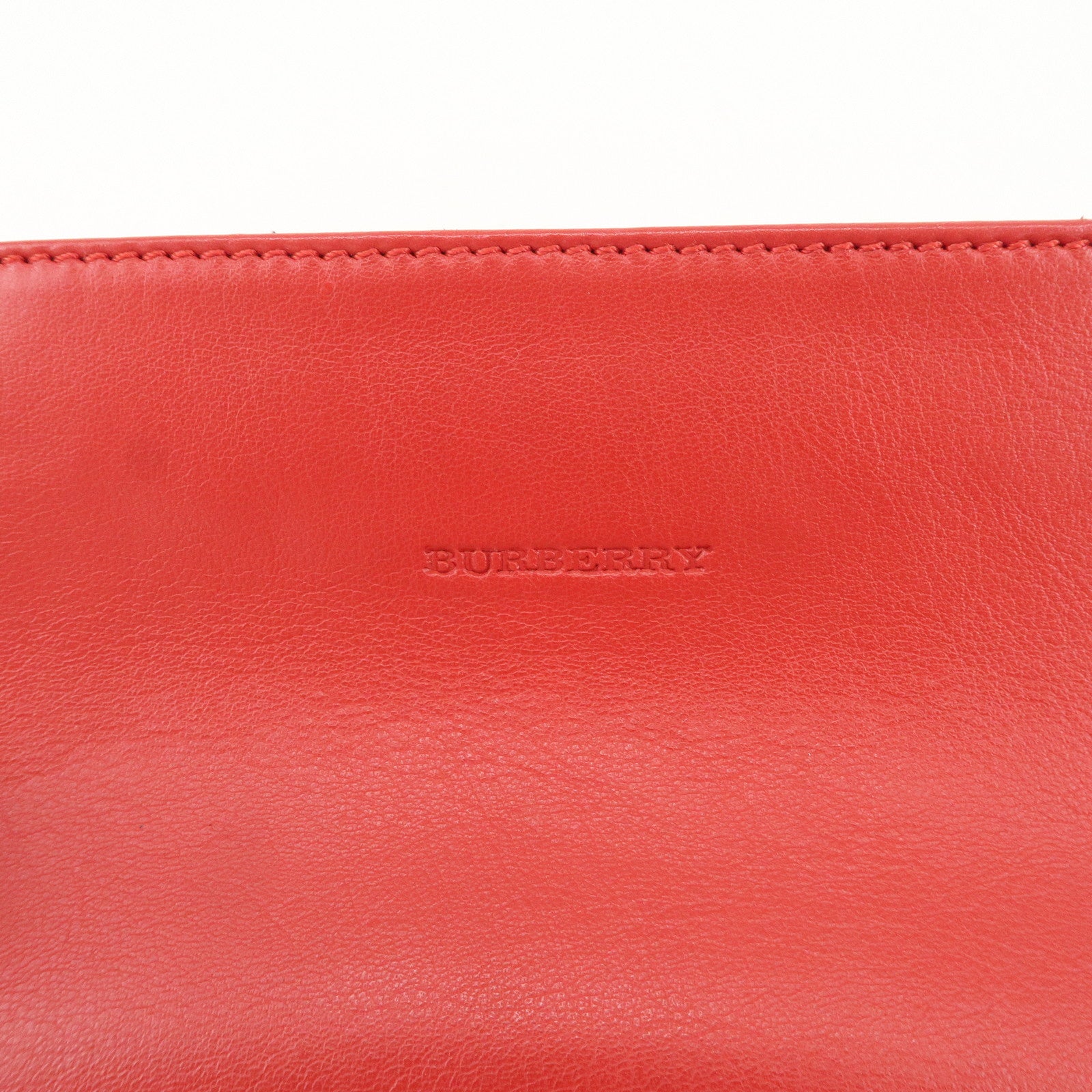 BURBERRY Logo Leather Shoulder Bag Mini Hand Bag Red Used