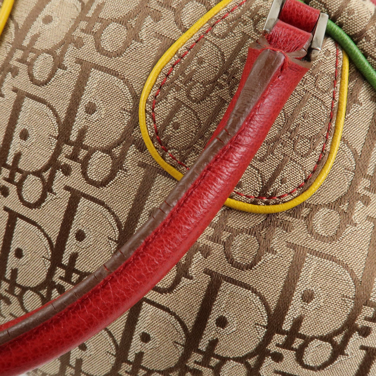 Christian Dior Rasta Trotter Canvas Boston Bag Beige 08RU0064 Used