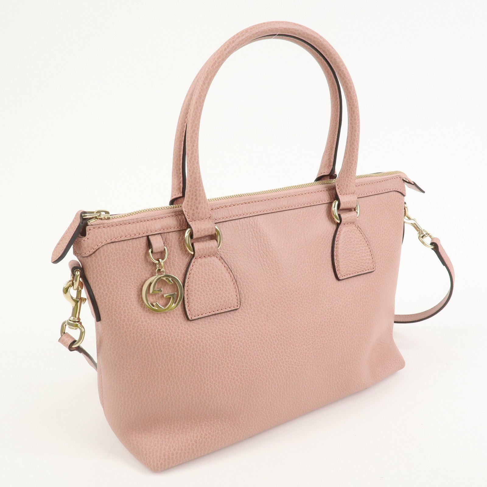 GUCCI Interlocking G Leather 2Way Hand Bag Shoulder Bag Pink 449659