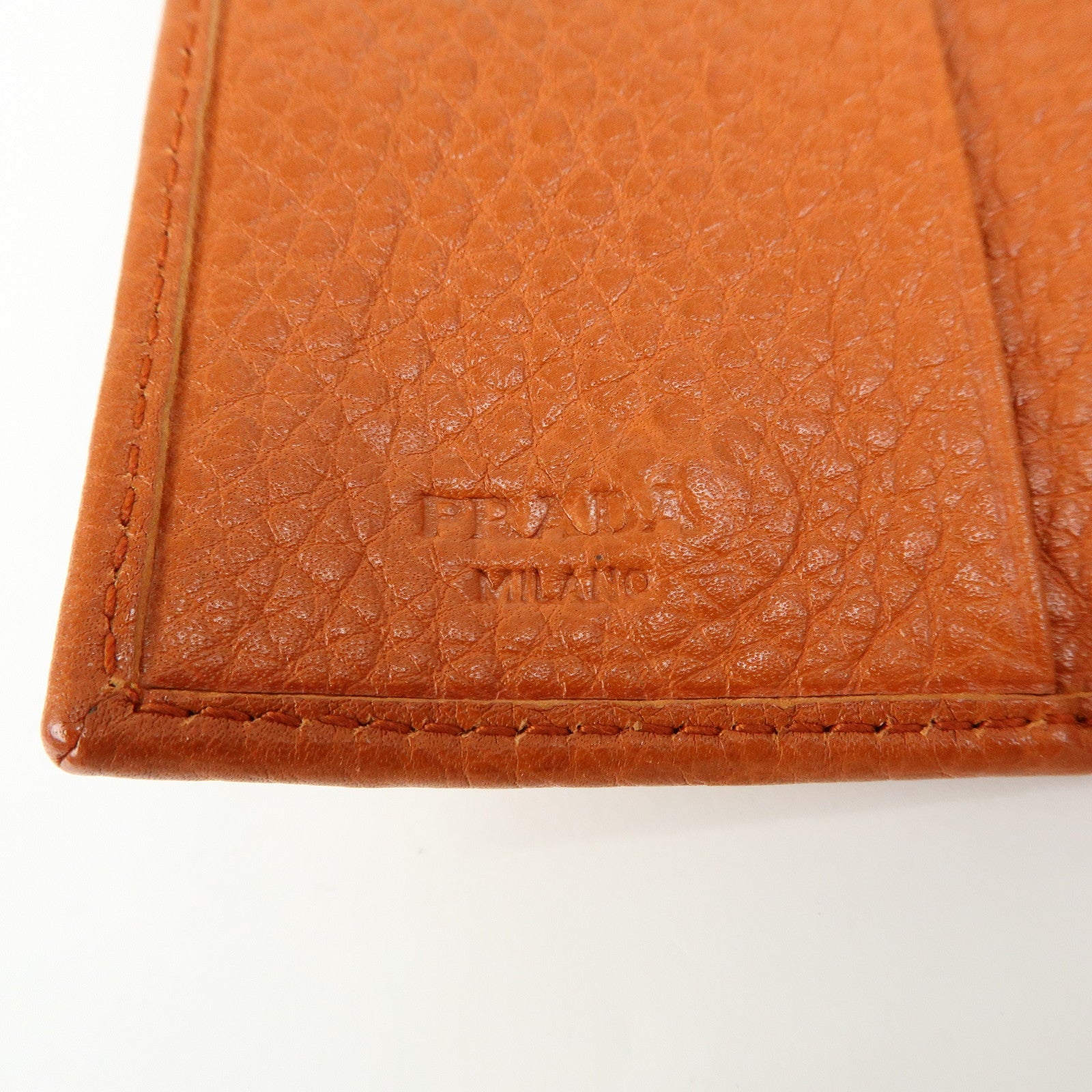 PRADA Leather Key Case Key Chain Key Holder Orange