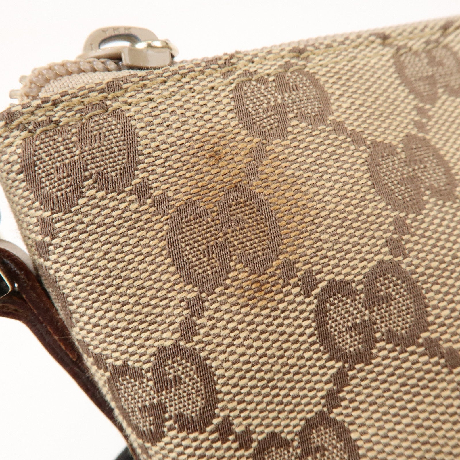 GUCCI Boat Bag GG Canvas Leather Accessory Pouch Hand Bag 039・1103