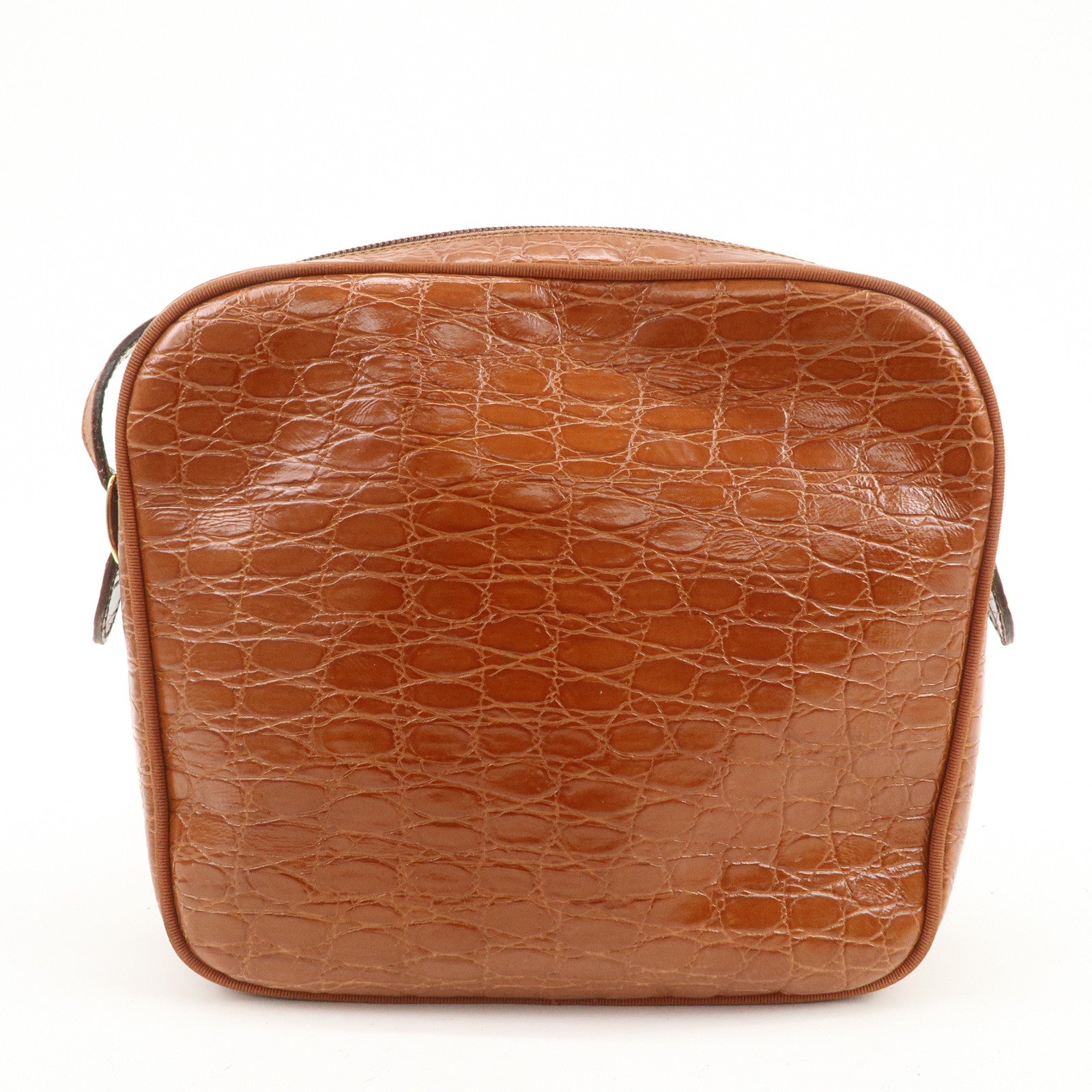 Ferragamo Vara Emboss Leather Shoulder Bag Crossbody Bag Brown