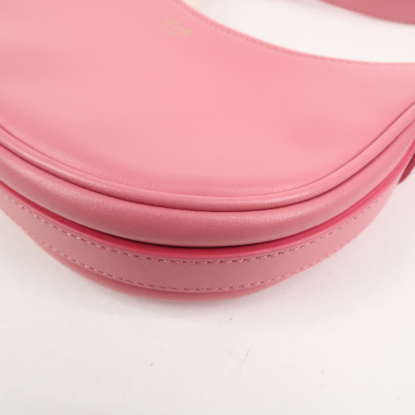 CELINE Ava Leather Hand Bag Hand Pouch Pink