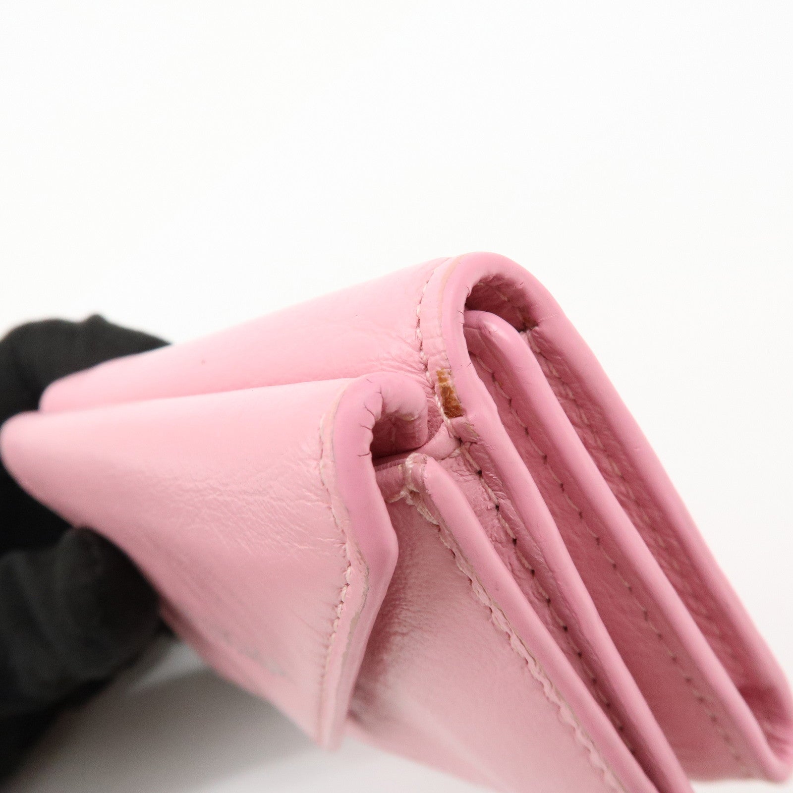 BALENCIAGA Leather Tri-fold Compact Wallet Pink 391446
