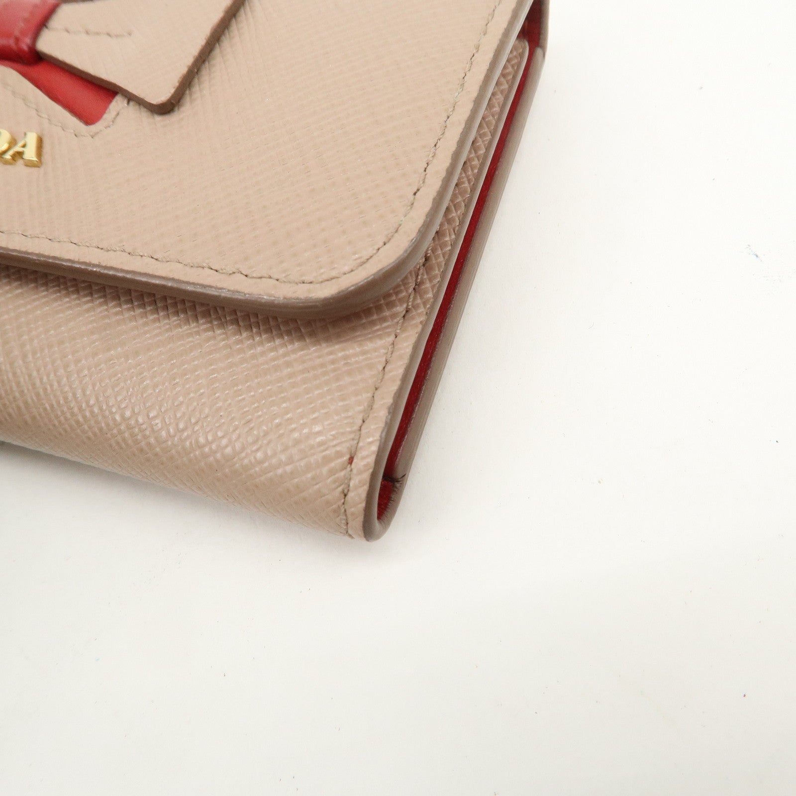 PRADA Logo Leather Set Of 2 Key Chains Black Beige 1PG222/1PG004