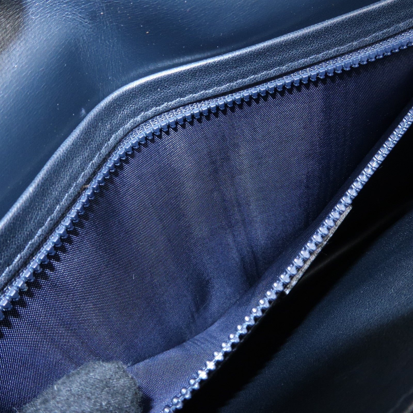 CELINE Leather Envelope Flap Clutch Bag Pouch Navy