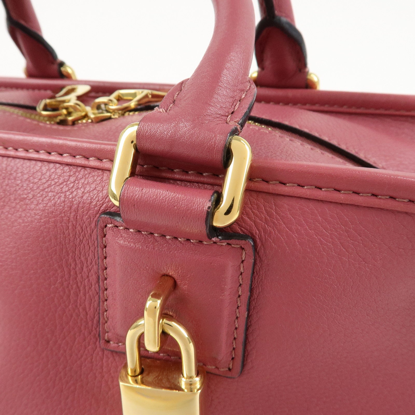 LOEWE Anagram Amazona 28 Leather Hand Bag Pink Used