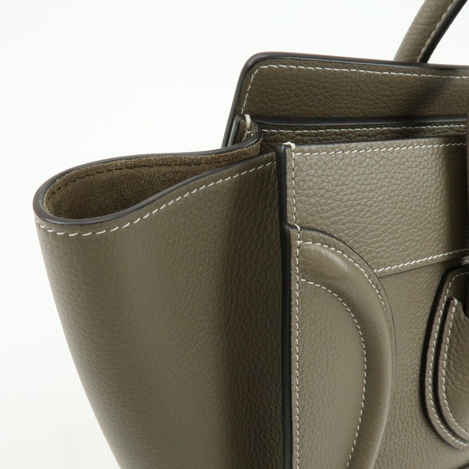 CELINE Luggage Micro Shopper Leather Hand Bag Tote Bag Gray