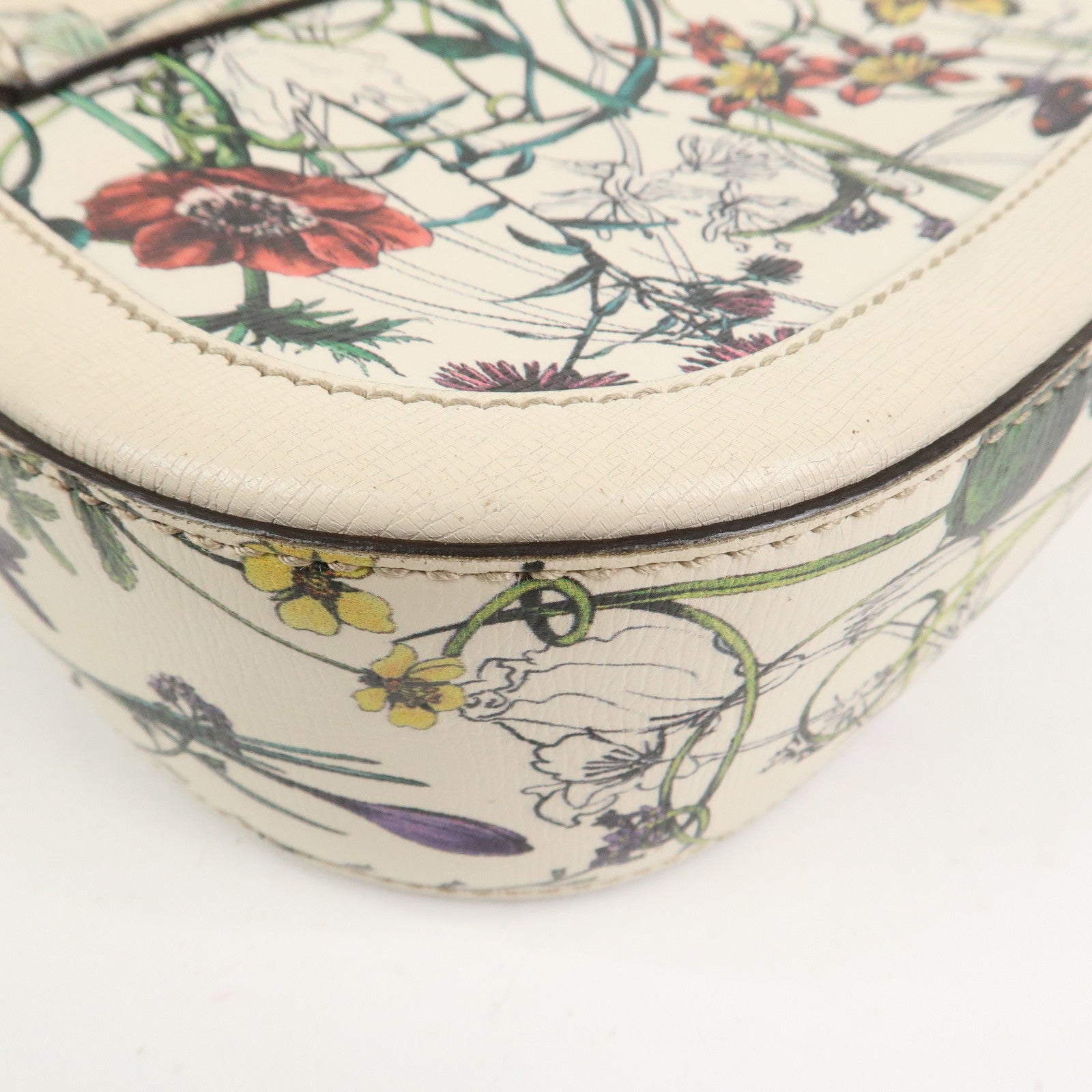 GUCCI Flora Leather Shoulder Bag Crossbody Bag Ivory 336749