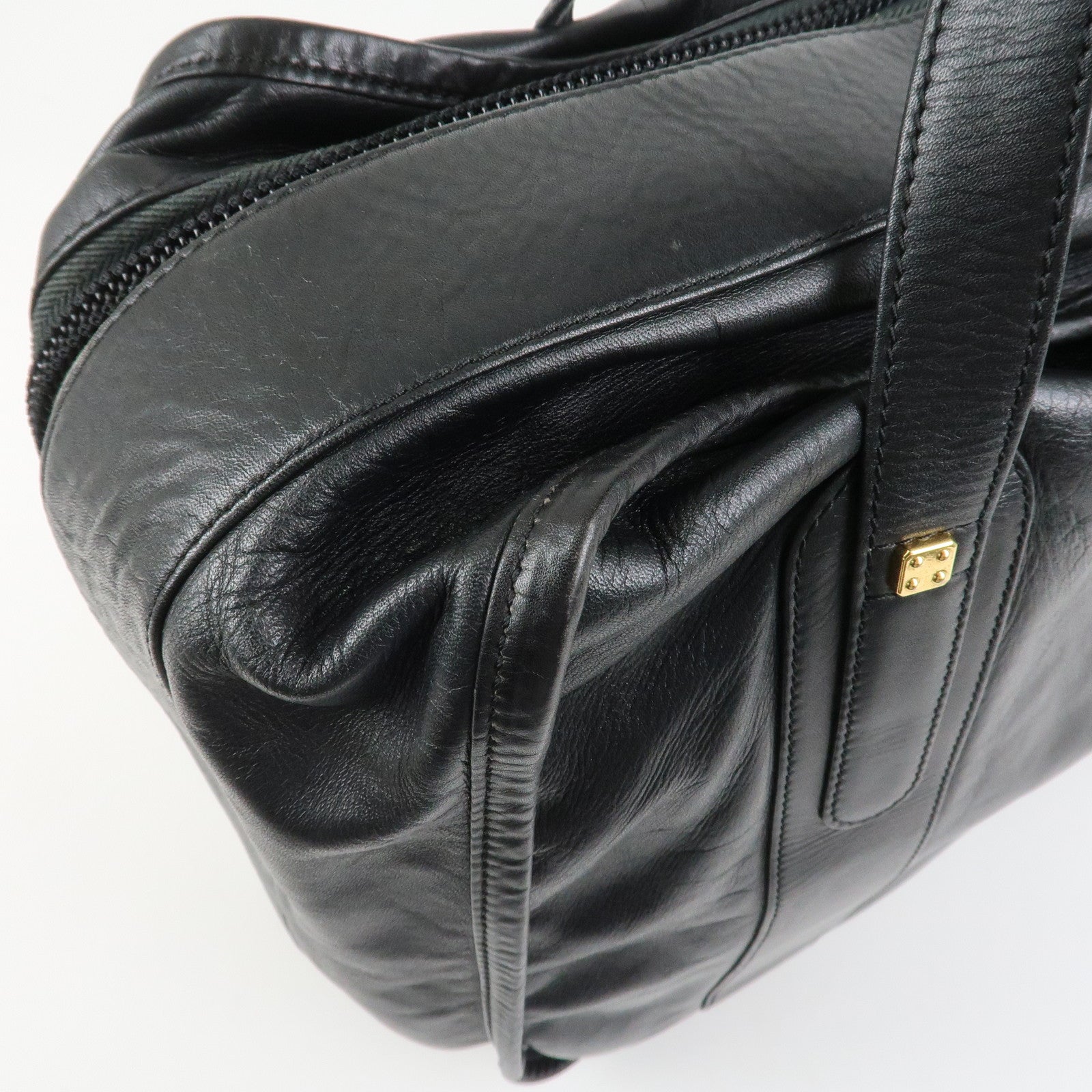LOEWE Anagram Leather Boston Bag Hand Bag Travel Bag Black
