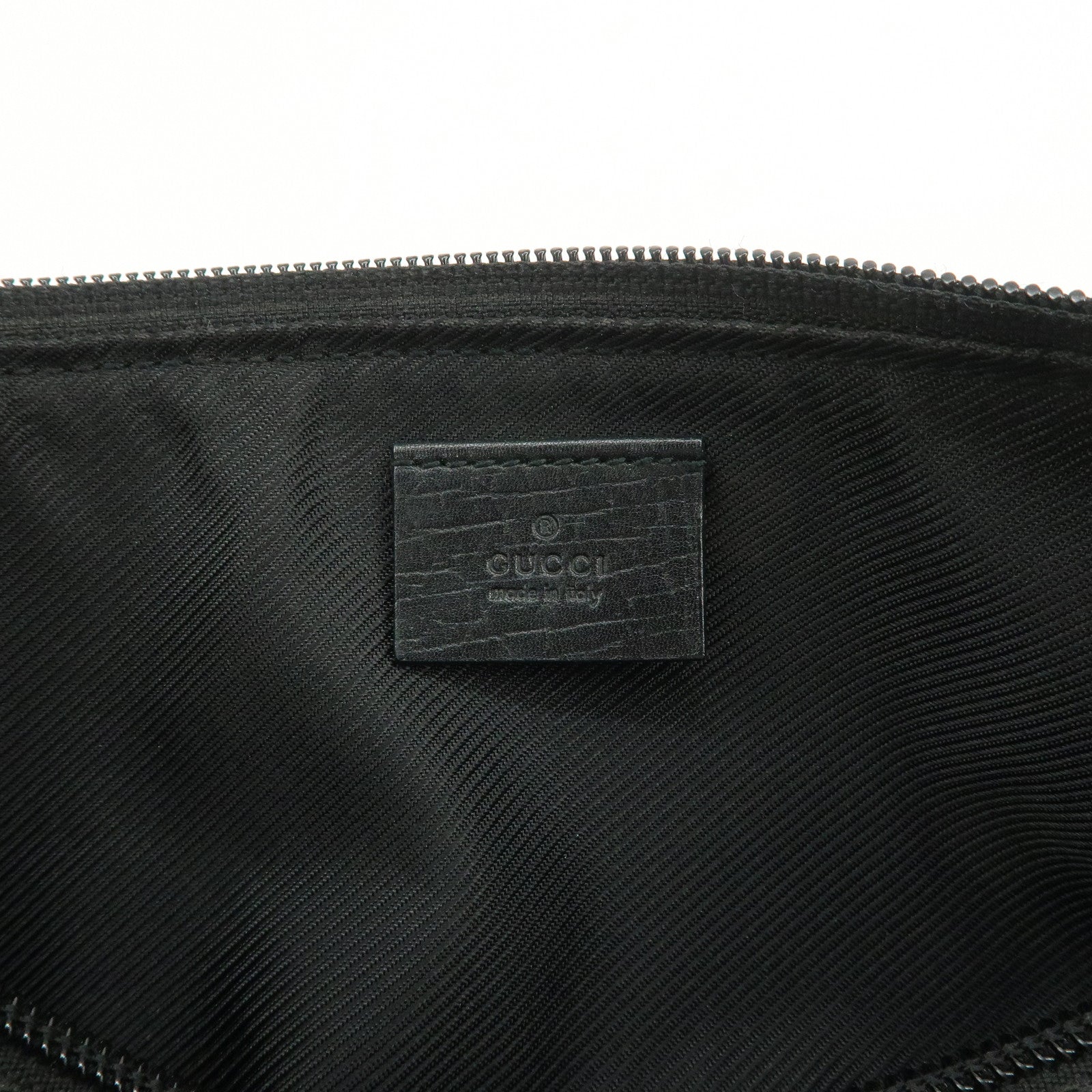 GUCCI Logo GG Canvas Leather Boat Bag Hand Bag Black 07198