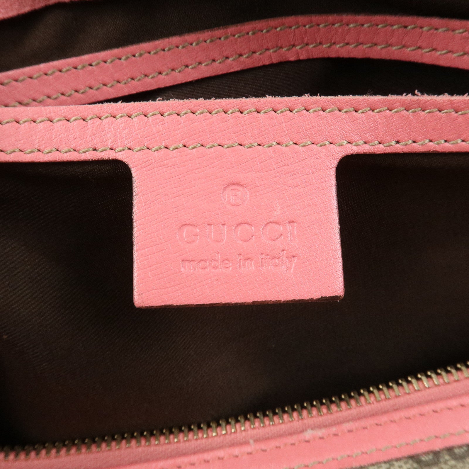 GUCCI GG Supreme Leather Boston Bag Hand Bag Beige Pink 193603