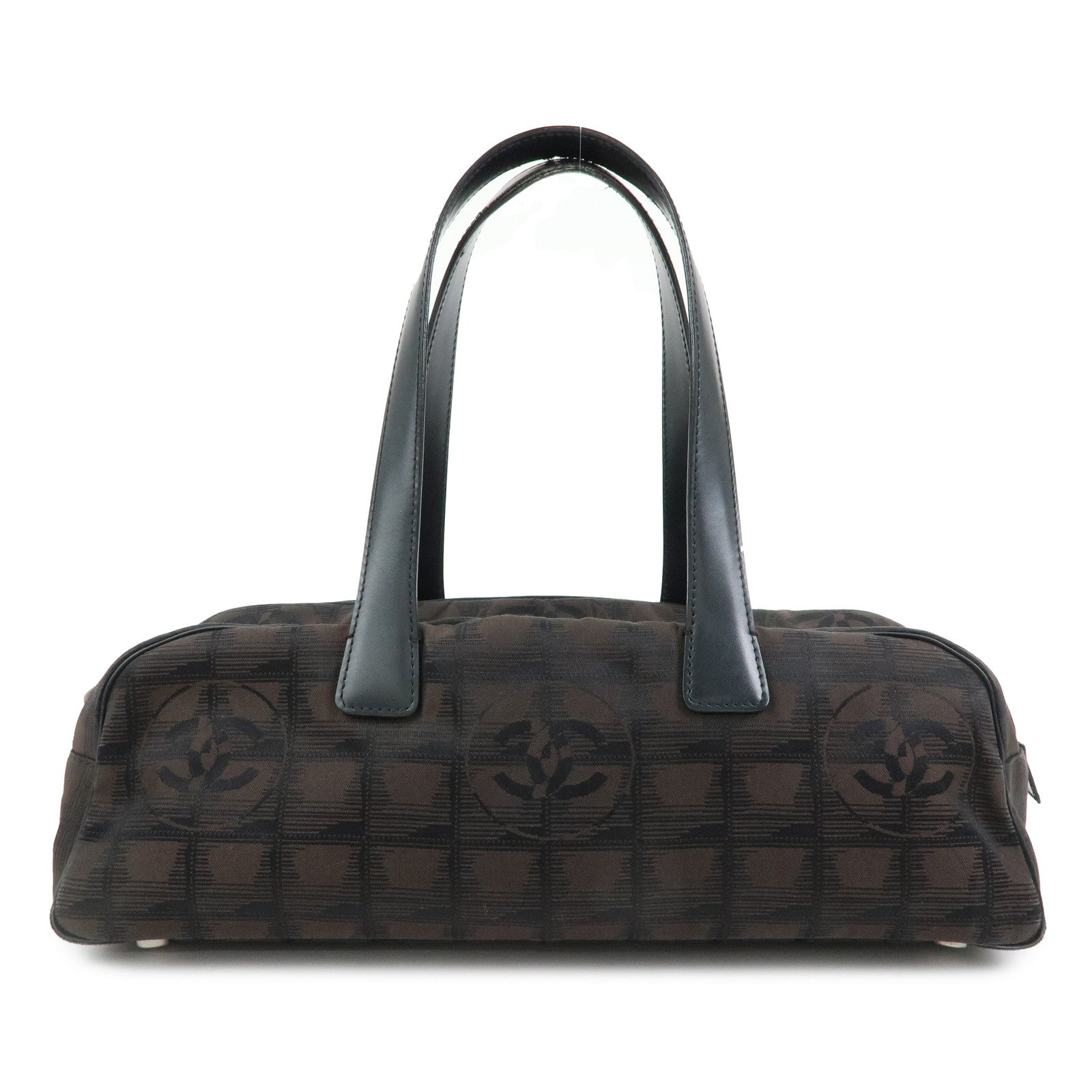 CHANEL New Travel Line Nylon Jacquard Mini Boston Bag Brown A15828