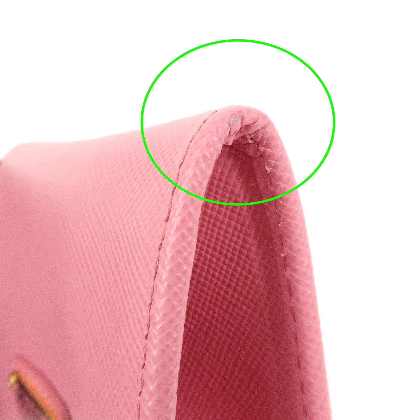 PRADA Triangle Logo Saffiano Leather Coin Case Pink 1M0935