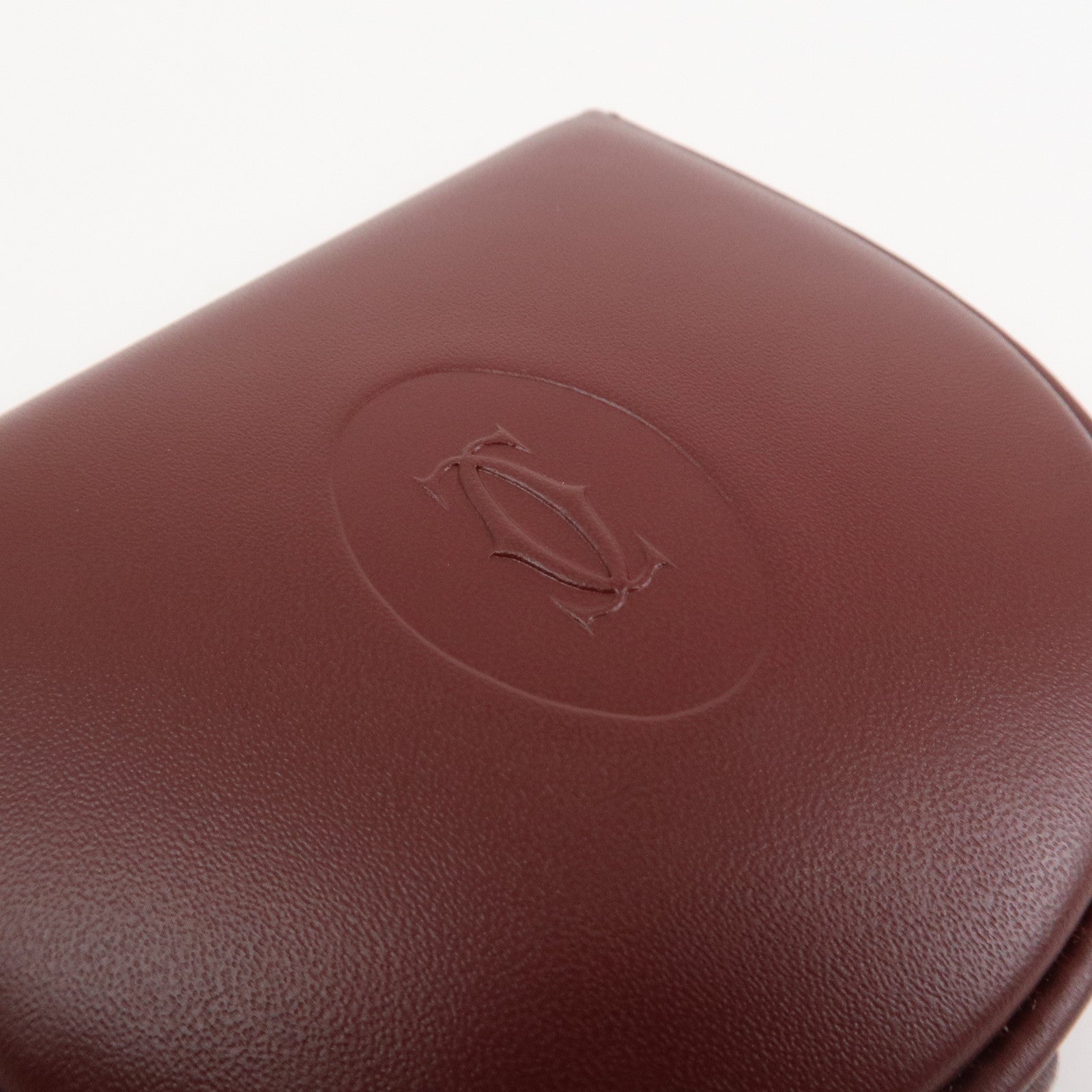 Cartier Must Line Logo Leather Coin Case Coin Purse Bordeaux