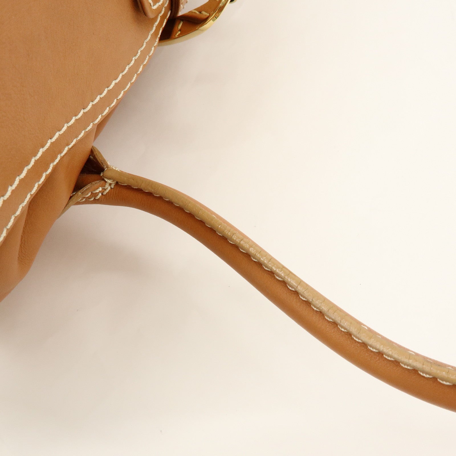 CELINE Chouquette Leather Hand Bag Shoulder Bag Camel