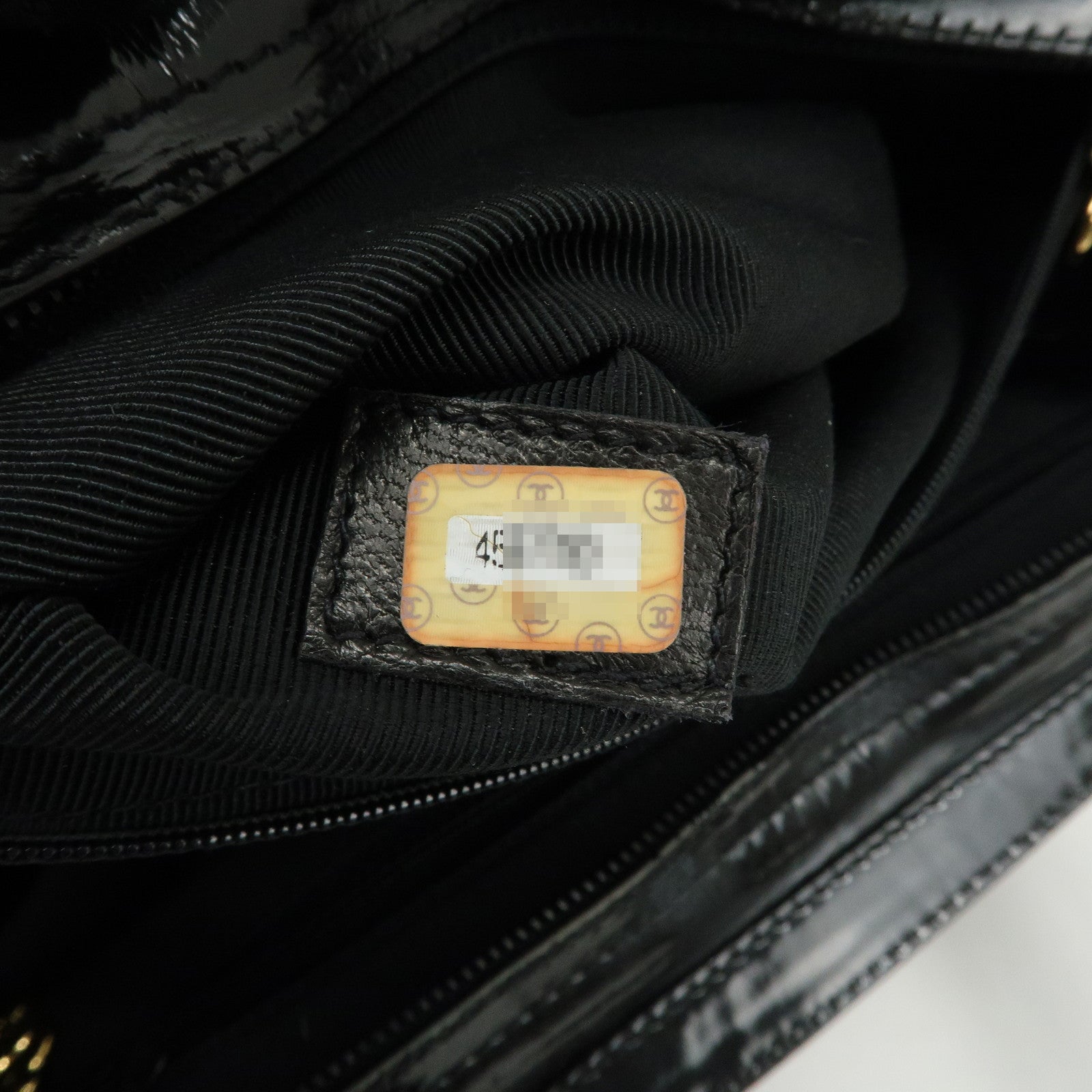 CHANEL COCO Mark Patent Leather Tote Bag Shoulder Bag Black Used