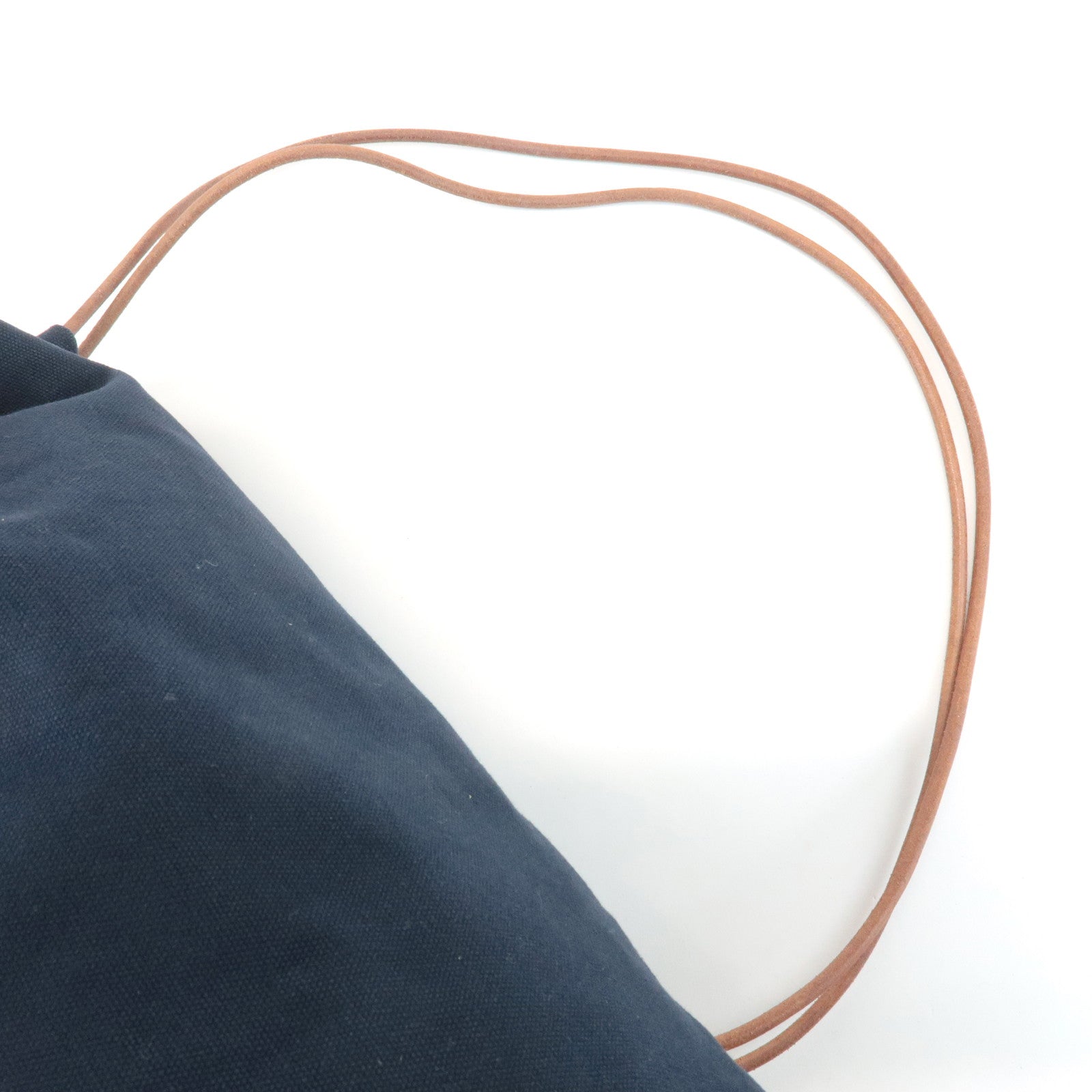 HERMES Canvas Leather Porochon Mimil PM Drawstring Shoulder Bag Used