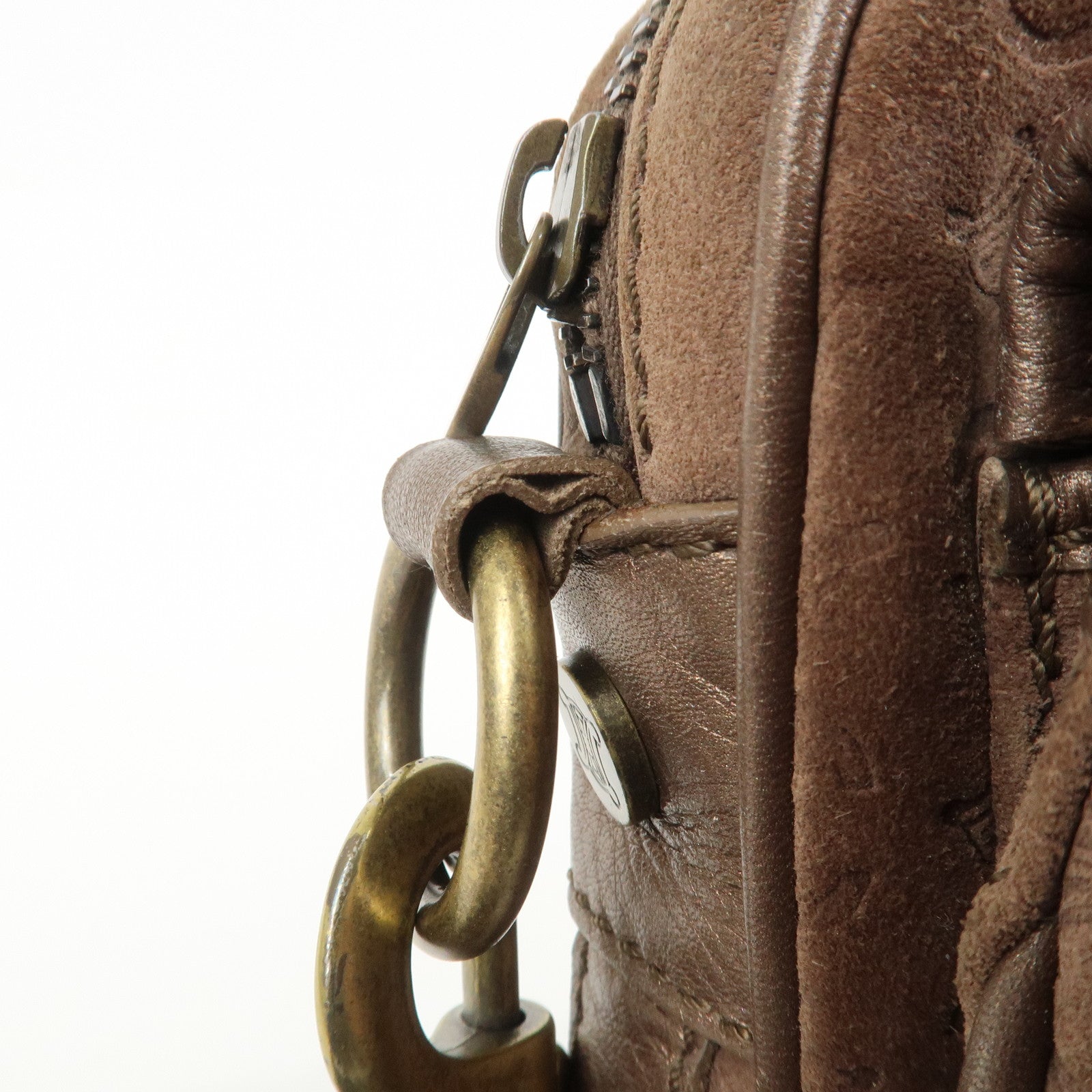 CELINE C Macadam Suede Leather Shoulder Bag Crossbody Bag Brown