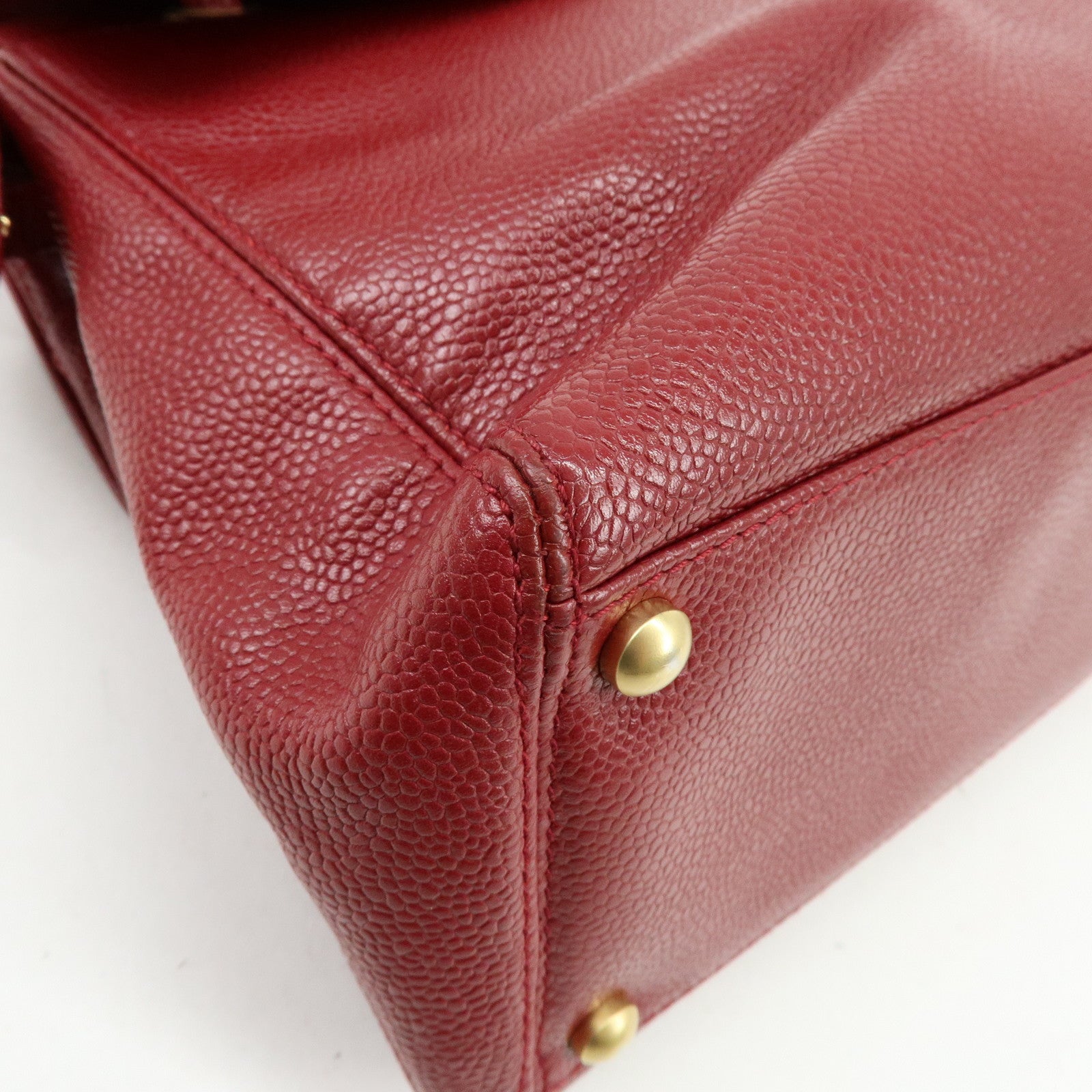 CHANEL Caviarskin Shoulder Bag Hand Bag Red