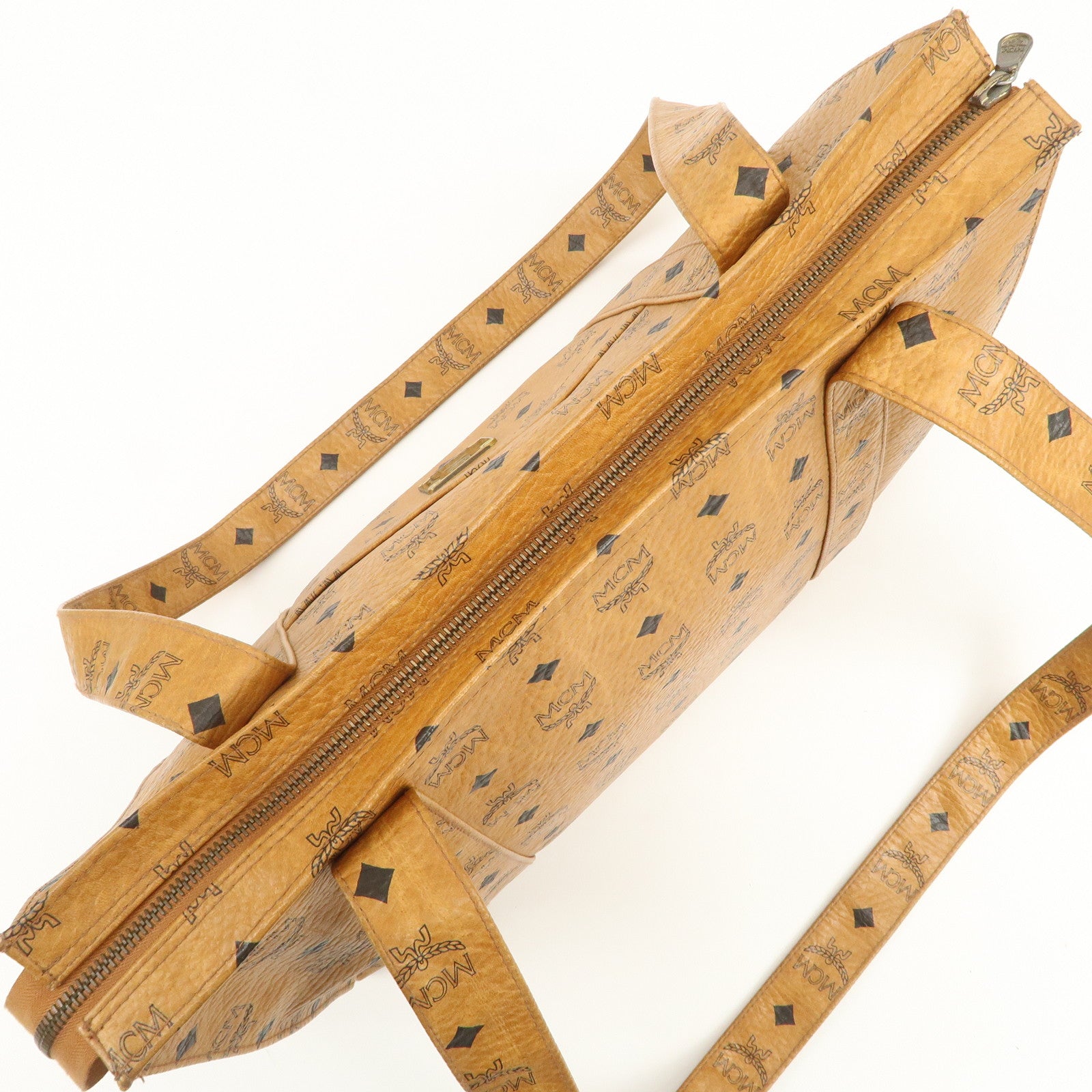 MCM Visetos Leather Shoulder Bag Tote Bag Brown