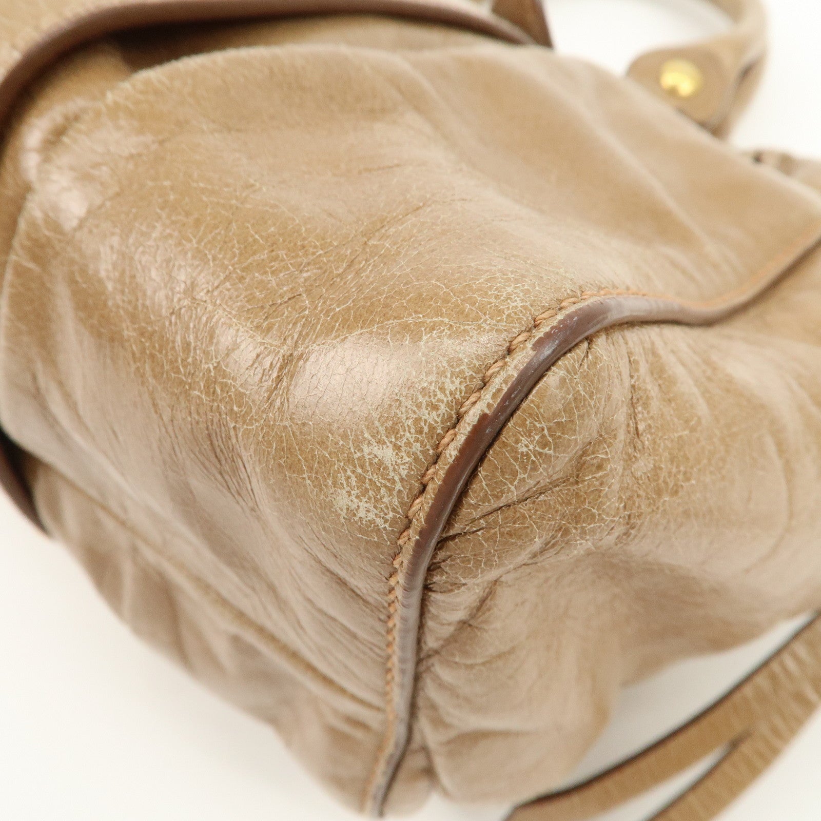 MIU MIU Leather 2Way Bag Hand Bag Shoulder Bag Brown RN0647