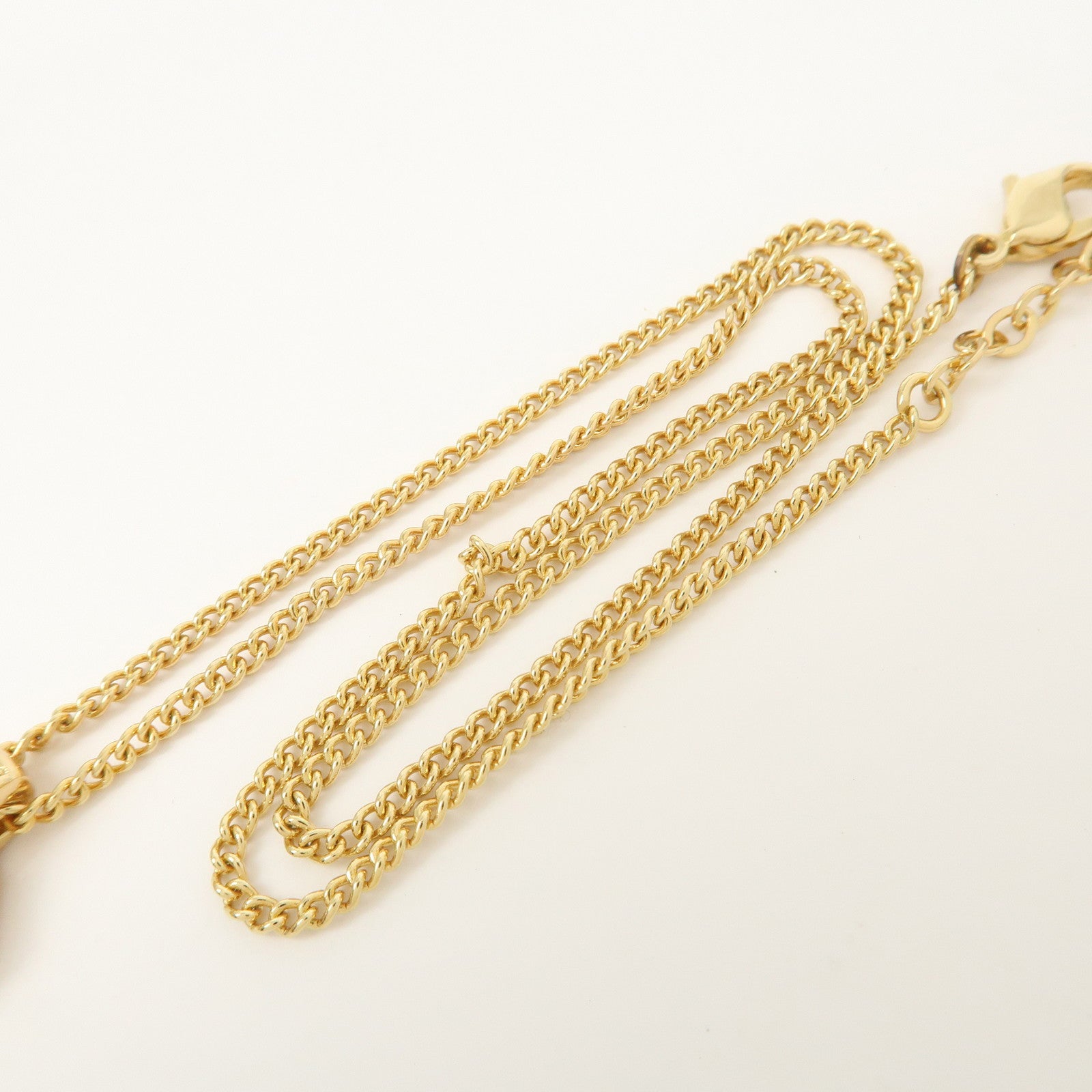 Christian Dior Logo Metal Necklace Choker Gold Black