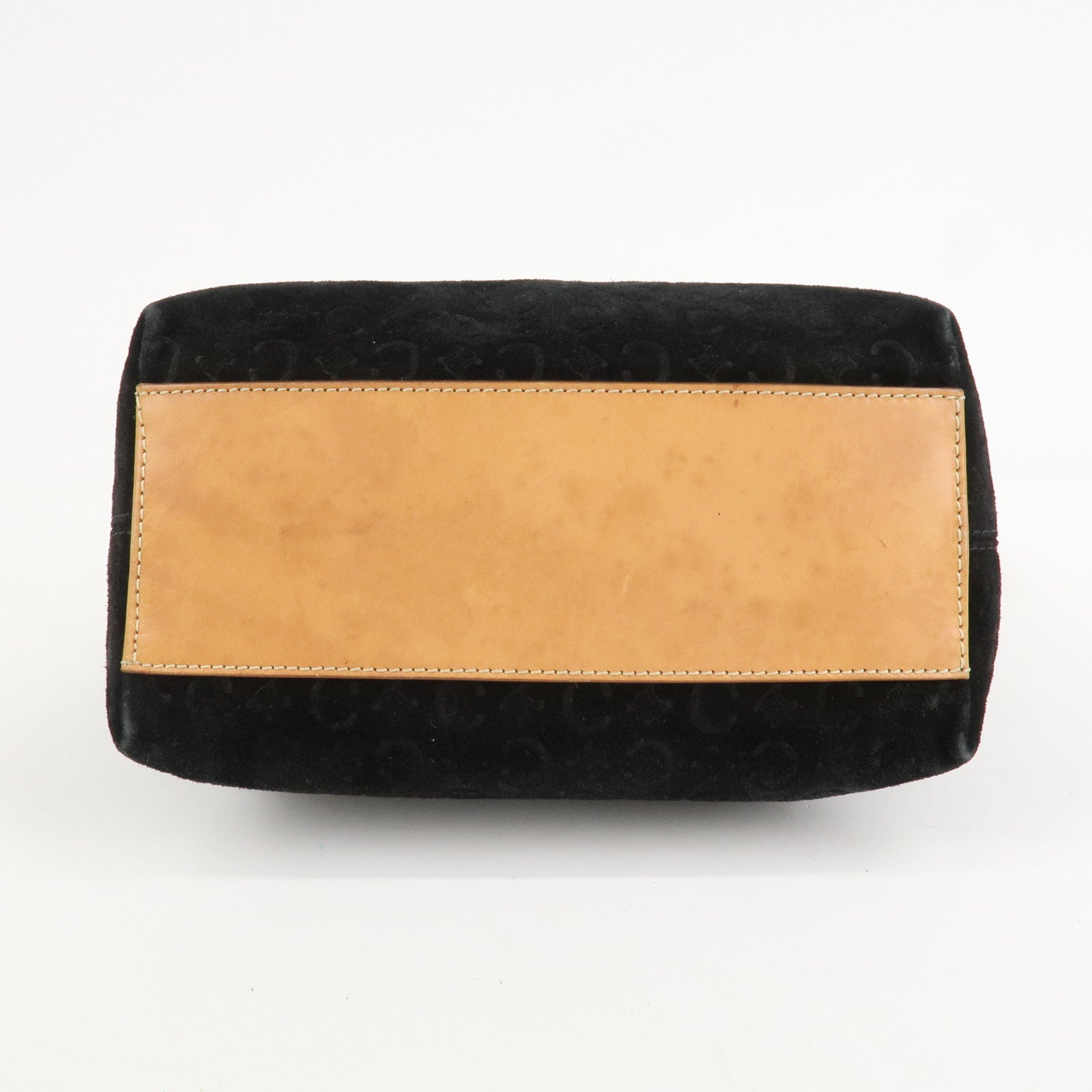 CELINE C Macadam Leather Suede Shoulder Bag Hand Bag Black Brown