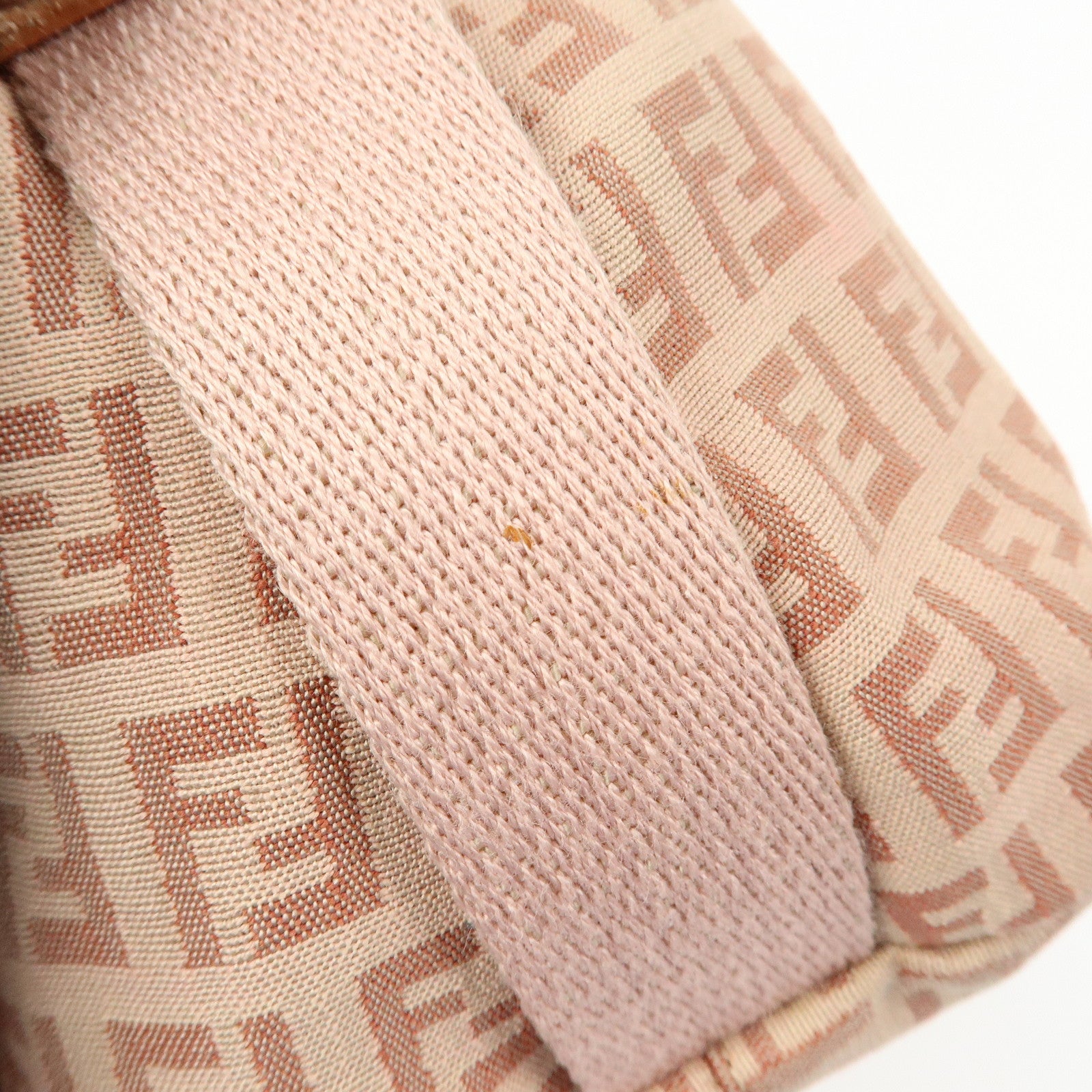 FENDI Zucchino Canvas Leather Shoulder Crossbody Bag Pink 8BR319