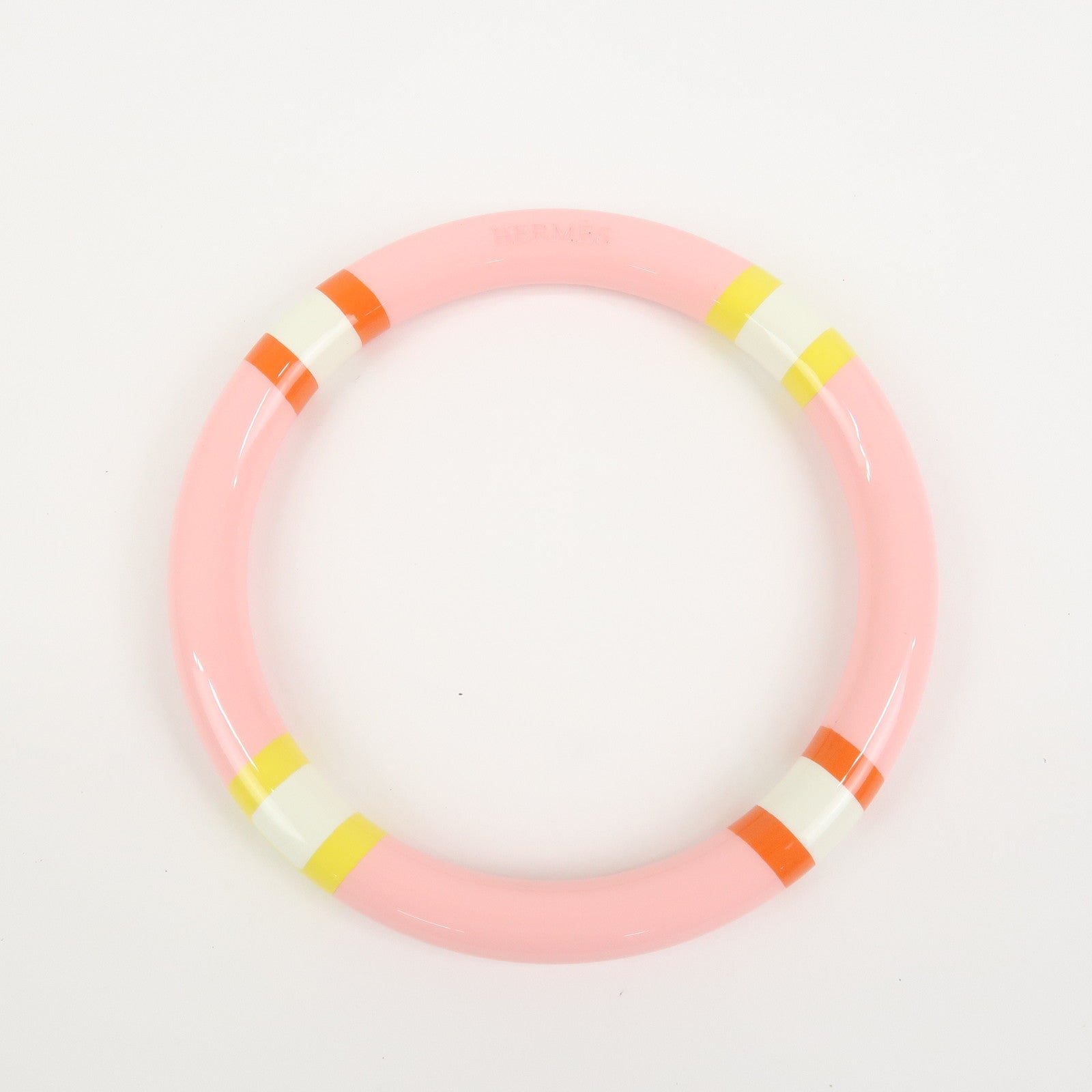 HERMES H Equipe PM Lacquered Wood Bracelet Bangle Pink