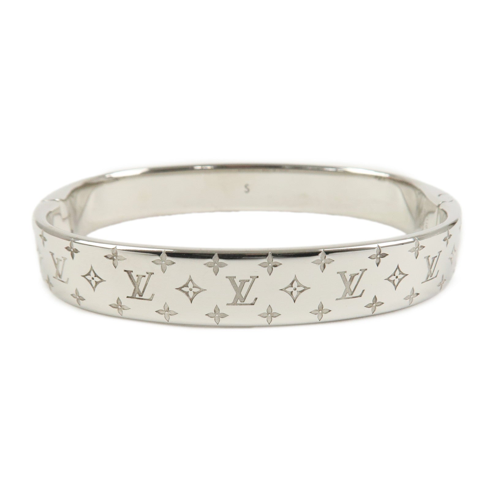 Louis Vuitton Nanogram Cuff Size S Bracelet Palladium M00249