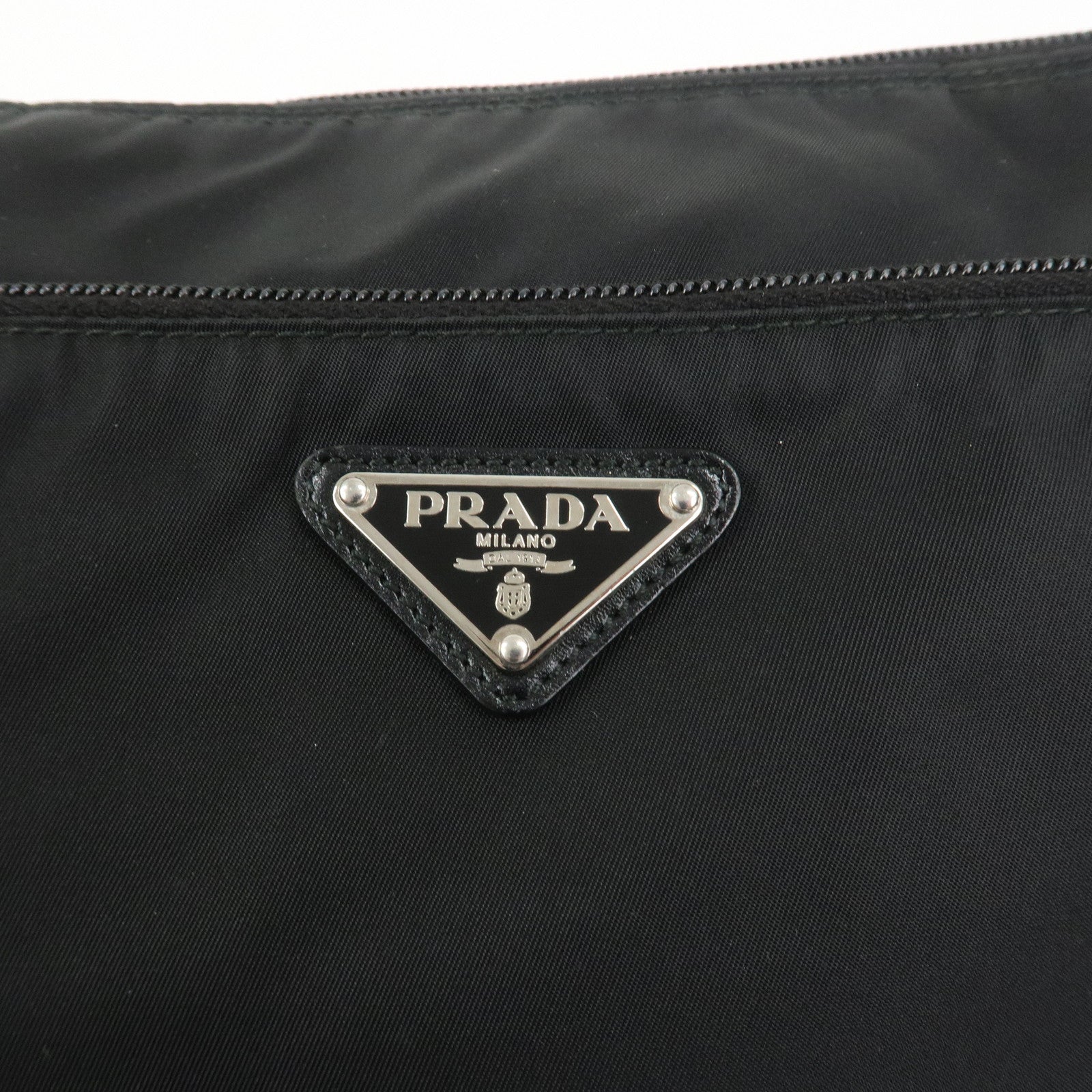 PRADA Triangle Logo Nylon Shoulder Bag Crossbody Bag Black 1BC421