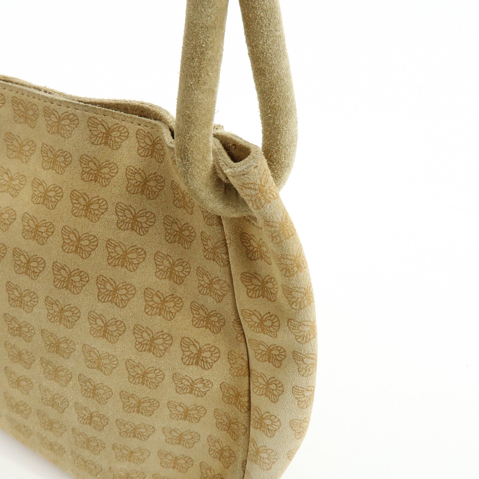 BOTTEGA VENETA Suede Butterfly Shoulder Bag Hand Bag Beige