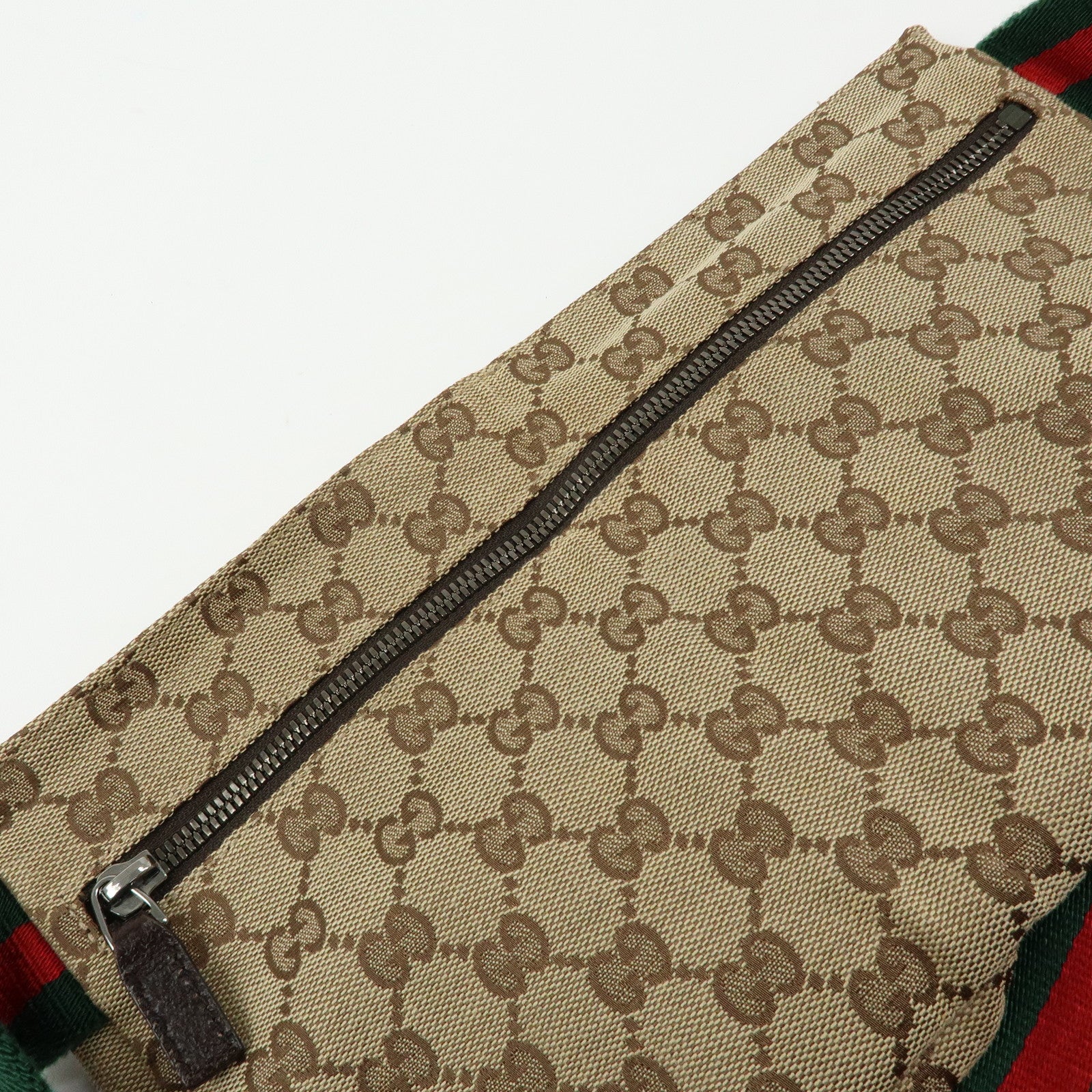 GUCCI Sherry GG Canvas Waist Pouch Body Bag Beige Brown 28566