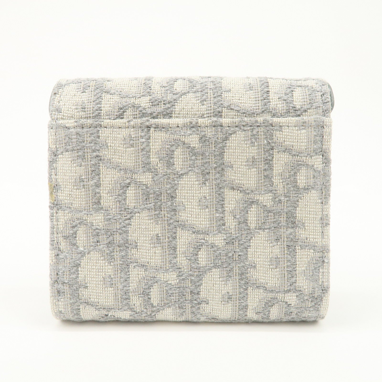 Christian Dior Oblique Jacquard Saddle Lotus Wallet Gray