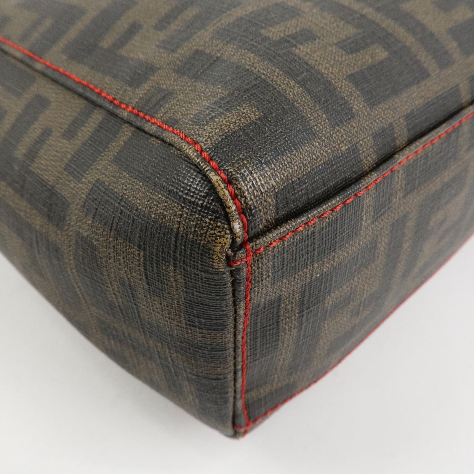 FENDI Zucca PVC Canvas Tote Bag Shoulder Bag Brown Black 8BH211