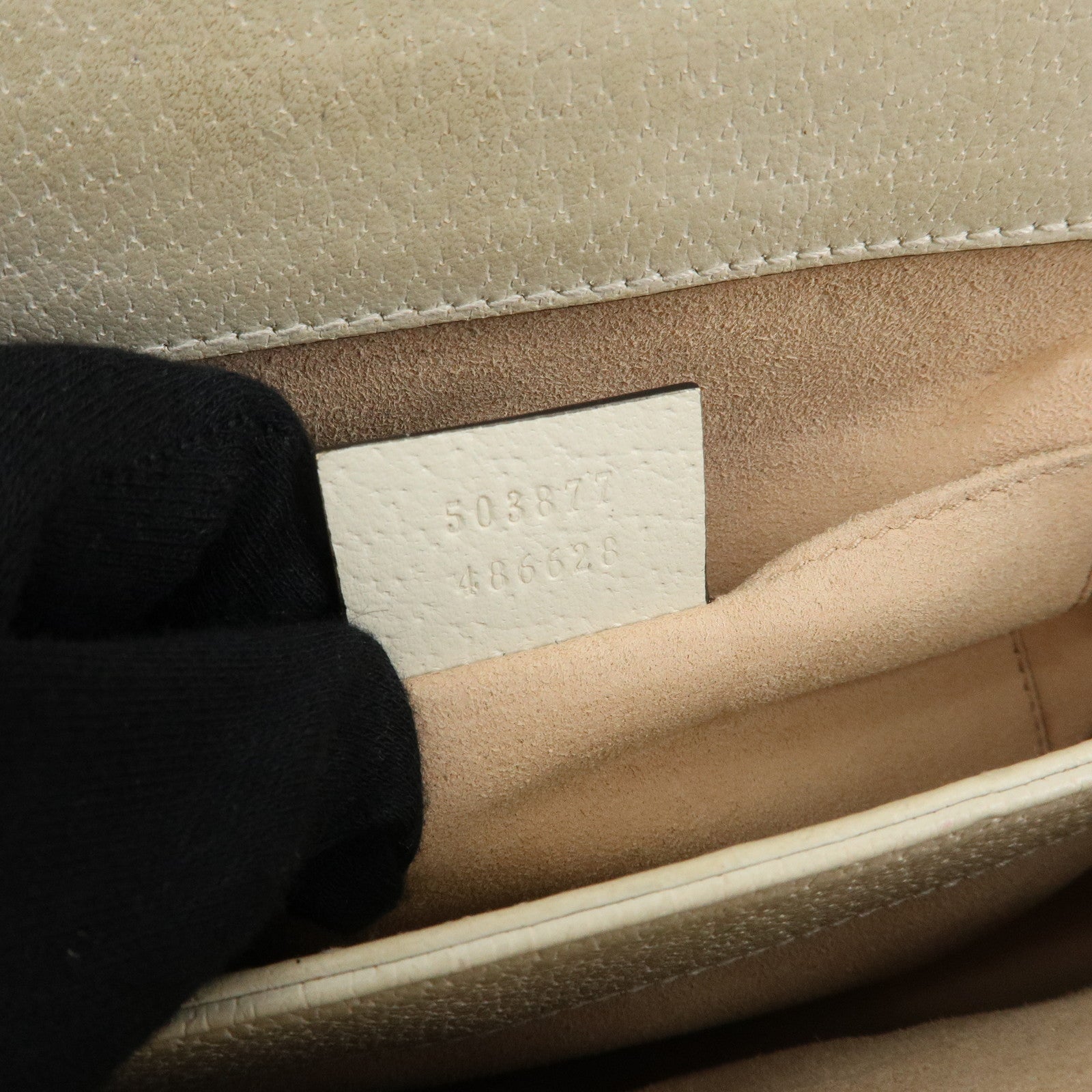 GUCCI Ophidia Sherry Leather Shoulder Bag Cutch Bag Ivory 503877