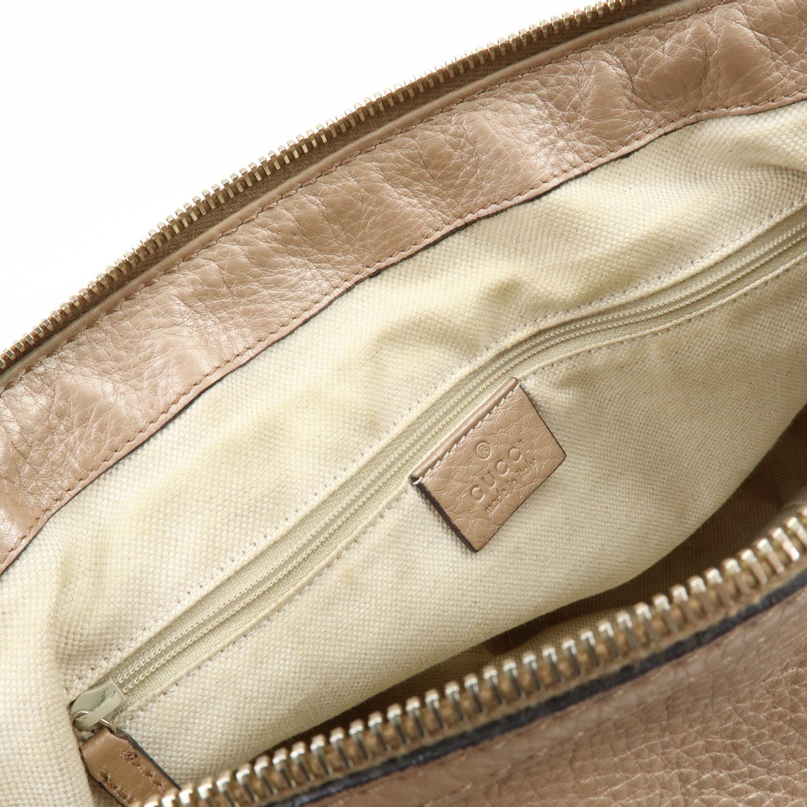 GUCCI Sukey Interlocking G Leather 2Way Bag Champagne Gold 247902
