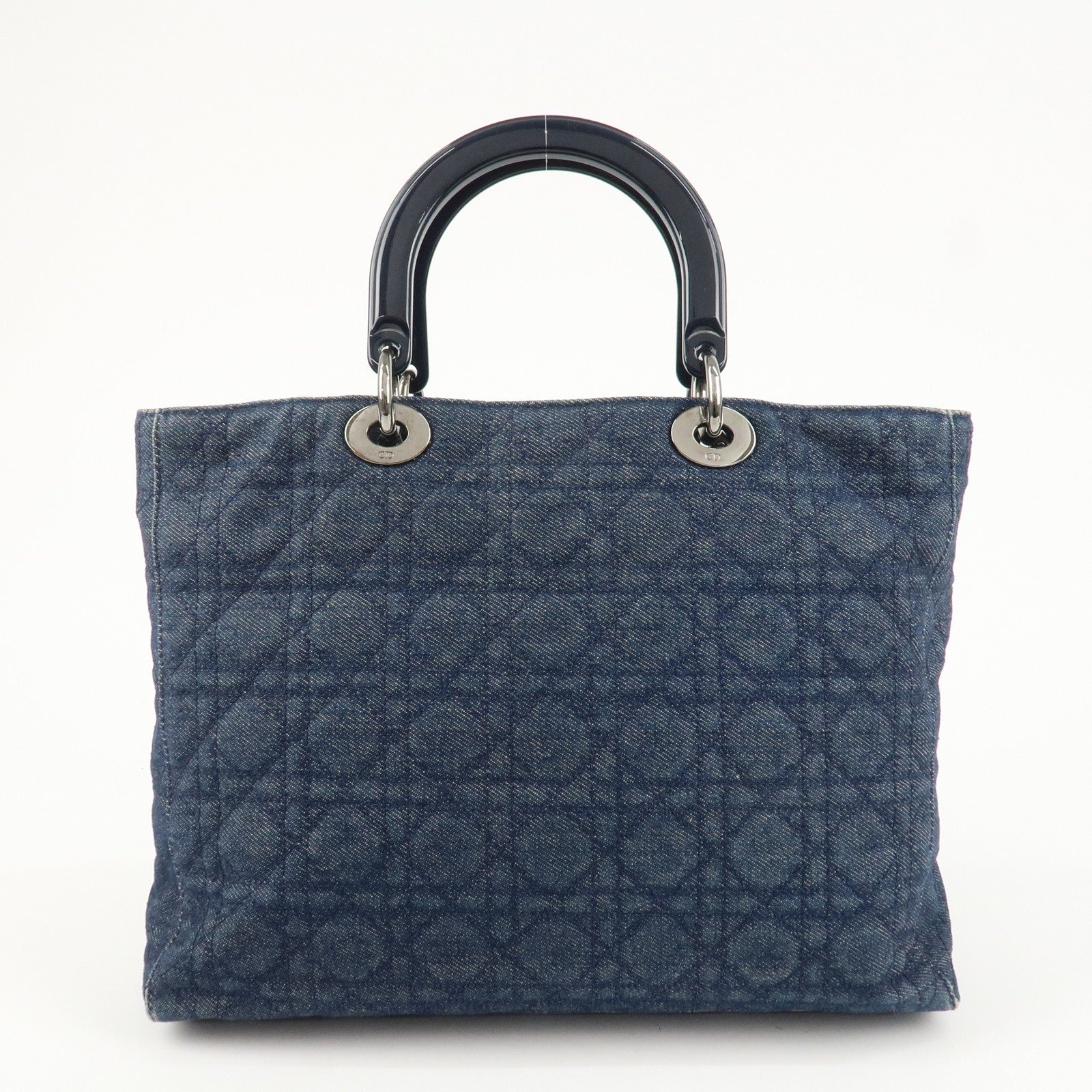 Christian Dior Cannage 2way Denim Tote Bag Navy Used