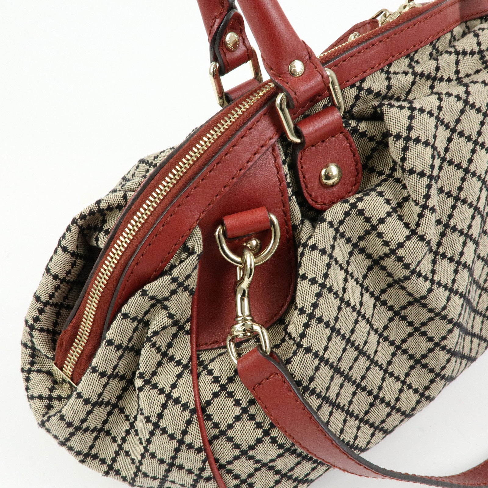 GUCCI Diamante Sukey Canvas Leather 2WAY Hand Shoulder Bag 223974